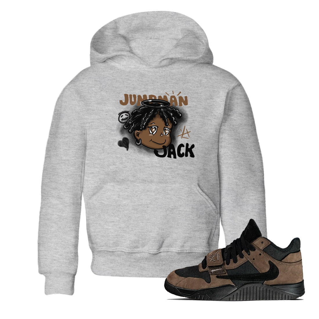 Jordan Jumpman Jack Travis Scott Dark Mocha shirts to match jordans Born Blessed sneaker match tees Jordan Jumpman Jack Travis Scott Dark Mocha match shoes to clothes Drip Gear Zone Youth Baby Heather Grey 1 tee