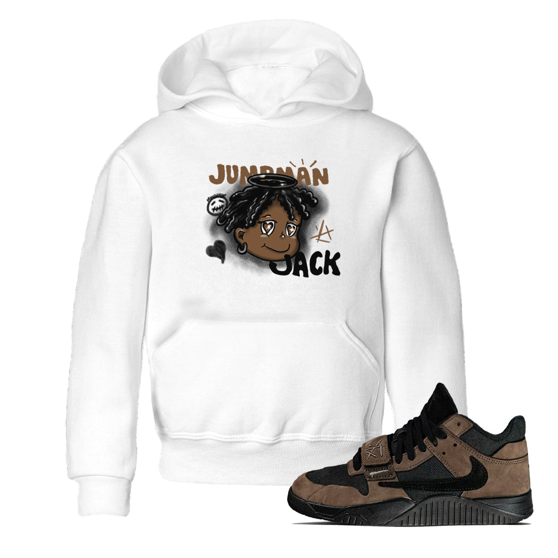 Jordan Jumpman Jack Travis Scott Dark Mocha shirts to match jordans Born Blessed sneaker match tees Jordan Jumpman Jack Travis Scott Dark Mocha match shoes to clothes Drip Gear Zone Youth Baby White 1 tee