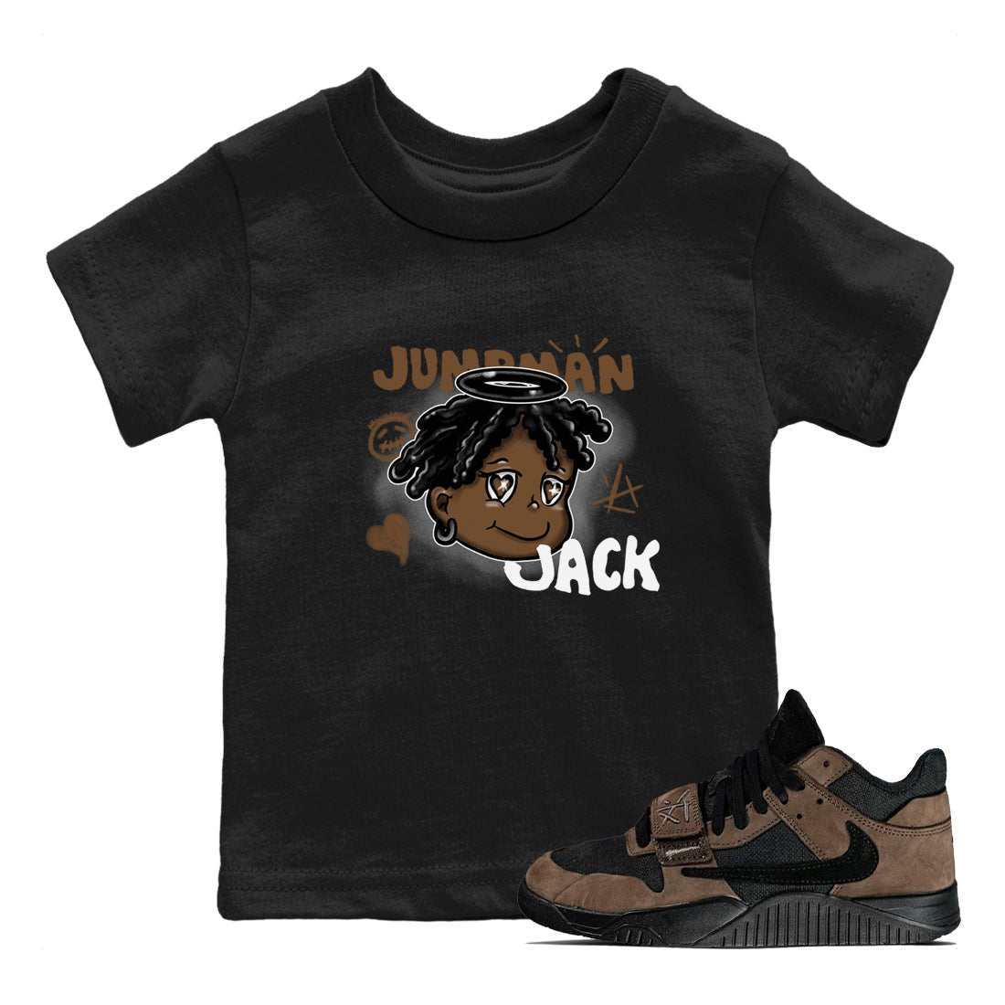 Jordan Jumpman Jack Travis Scott Dark Mocha shirts to match jordans Born Blessed sneaker match tees Jordan Jumpman Jack Travis Scott Dark Mocha match shoes to clothes Drip Gear Zone Youth Baby Black 1 tee