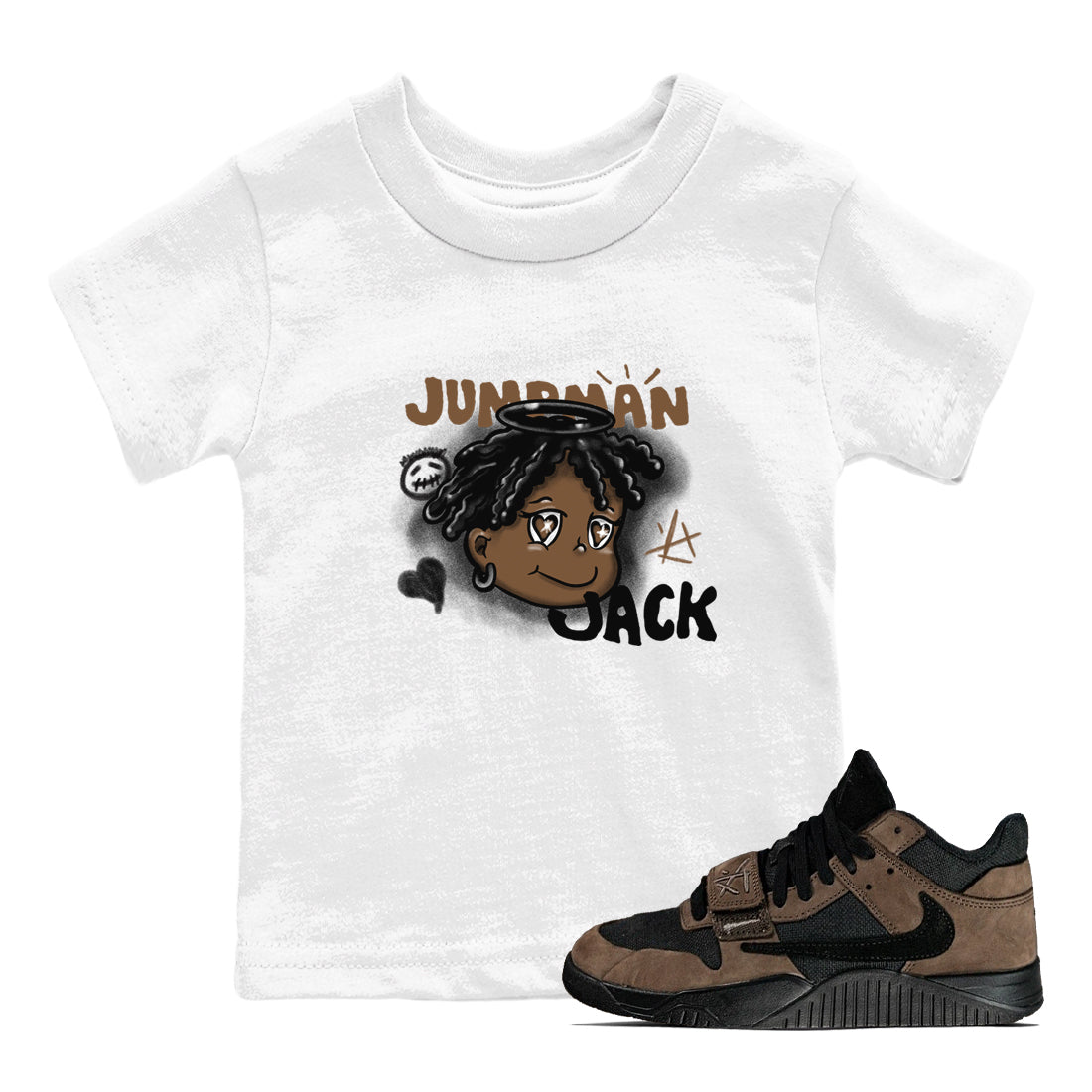 Jordan Jumpman Jack Travis Scott Dark Mocha shirts to match jordans Born Blessed sneaker match tees Jordan Jumpman Jack Travis Scott Dark Mocha match shoes to clothes Drip Gear Zone Youth Baby White 1 tee