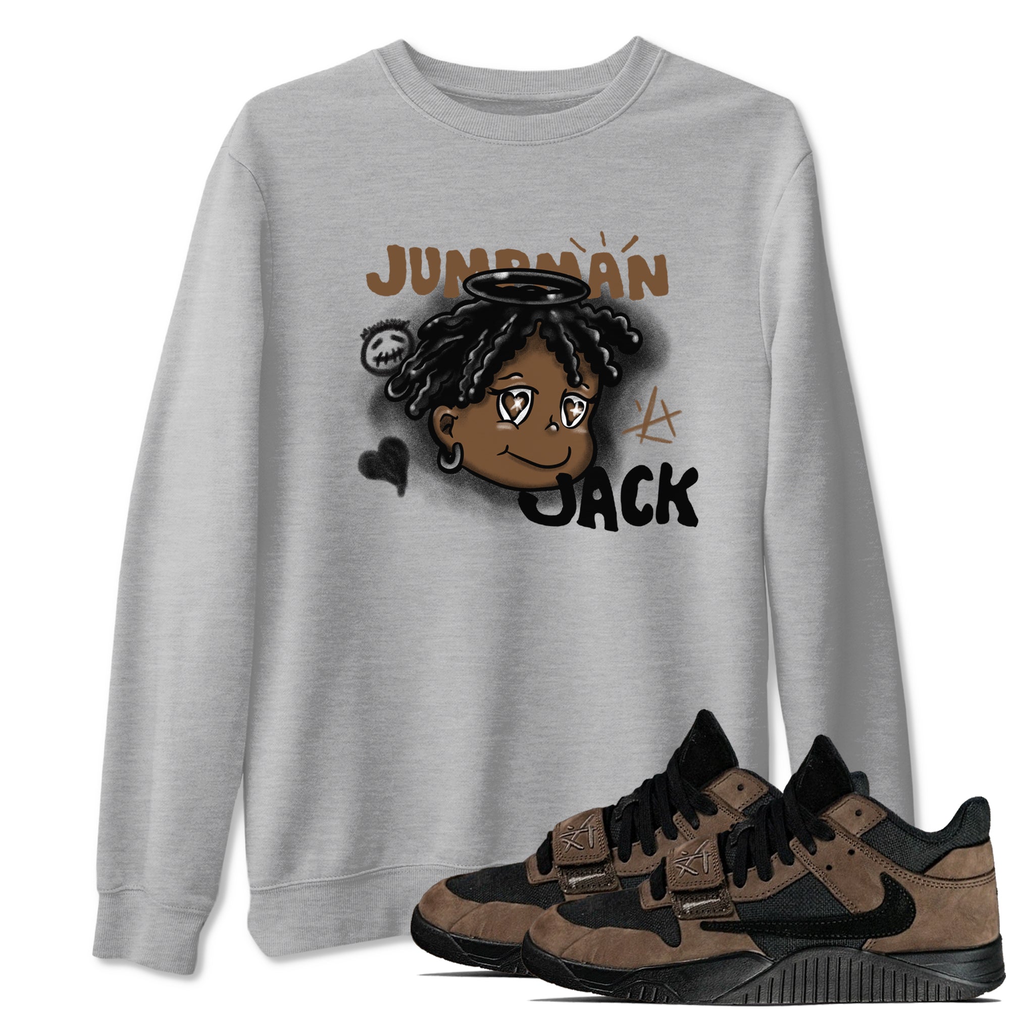 Jordan Jumpman Jack Travis Scott Dark Mocha shirts to match jordans Born Blessed sneaker match tees Jordan Jumpman Jack Travis Scott Dark Mocha match shoes to clothes Drip Gear Zone unisex cotton Heather Grey 1 shirts