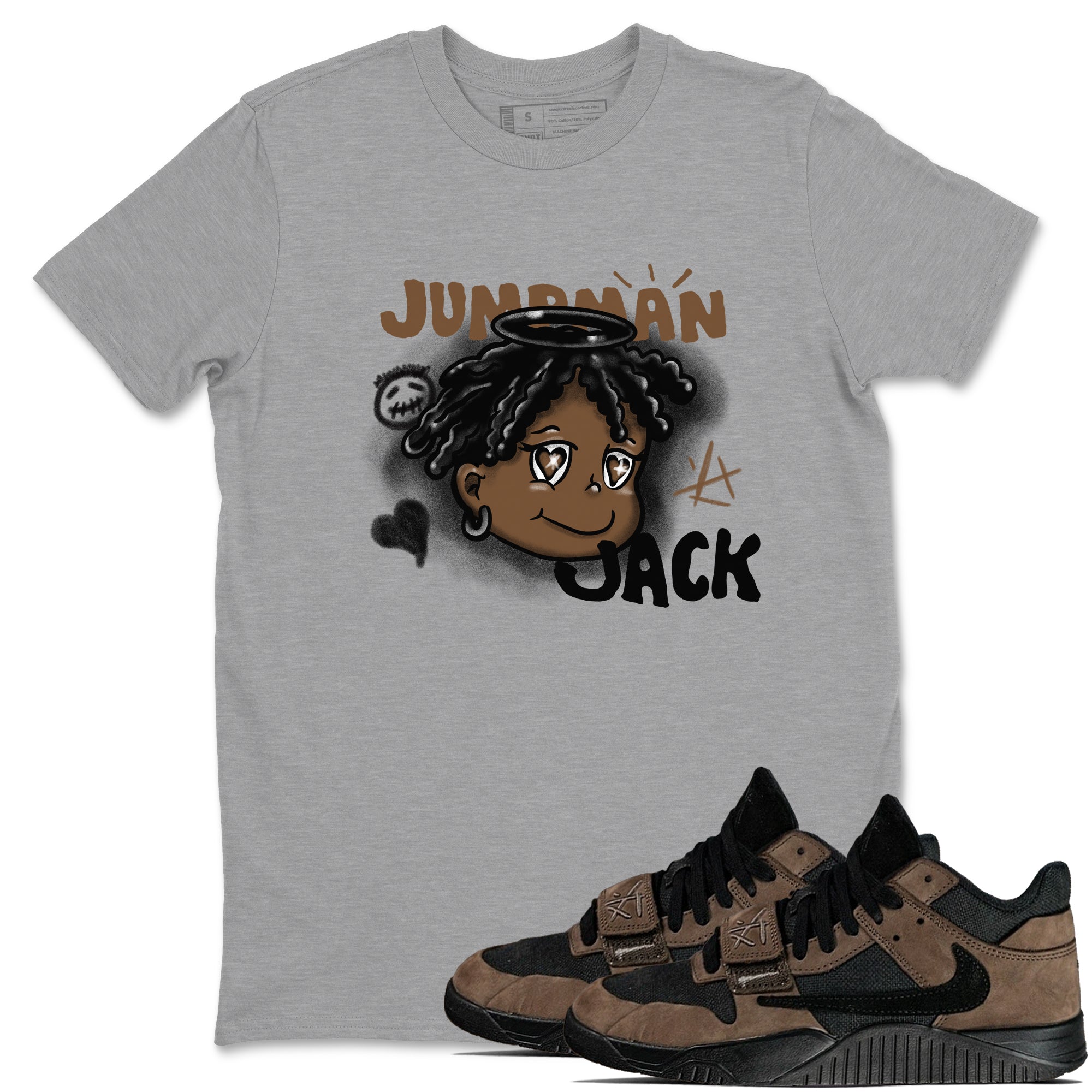 Jordan Jumpman Jack Travis Scott Dark Mocha shirts to match jordans Born Blessed sneaker match tees Jordan Jumpman Jack Travis Scott Dark Mocha match shoes to clothes Drip Gear Zone unisex cotton Heather Grey 1 shirts