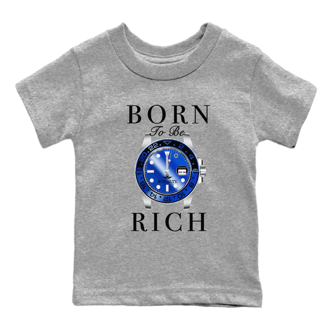 Foams One Royal shirts to match jordans Born To Be Rich sneaker match tees Air Foamposite One Royal match shoes to clothes Drip Gear Zone Youth Baby Heather Grey 2 tee