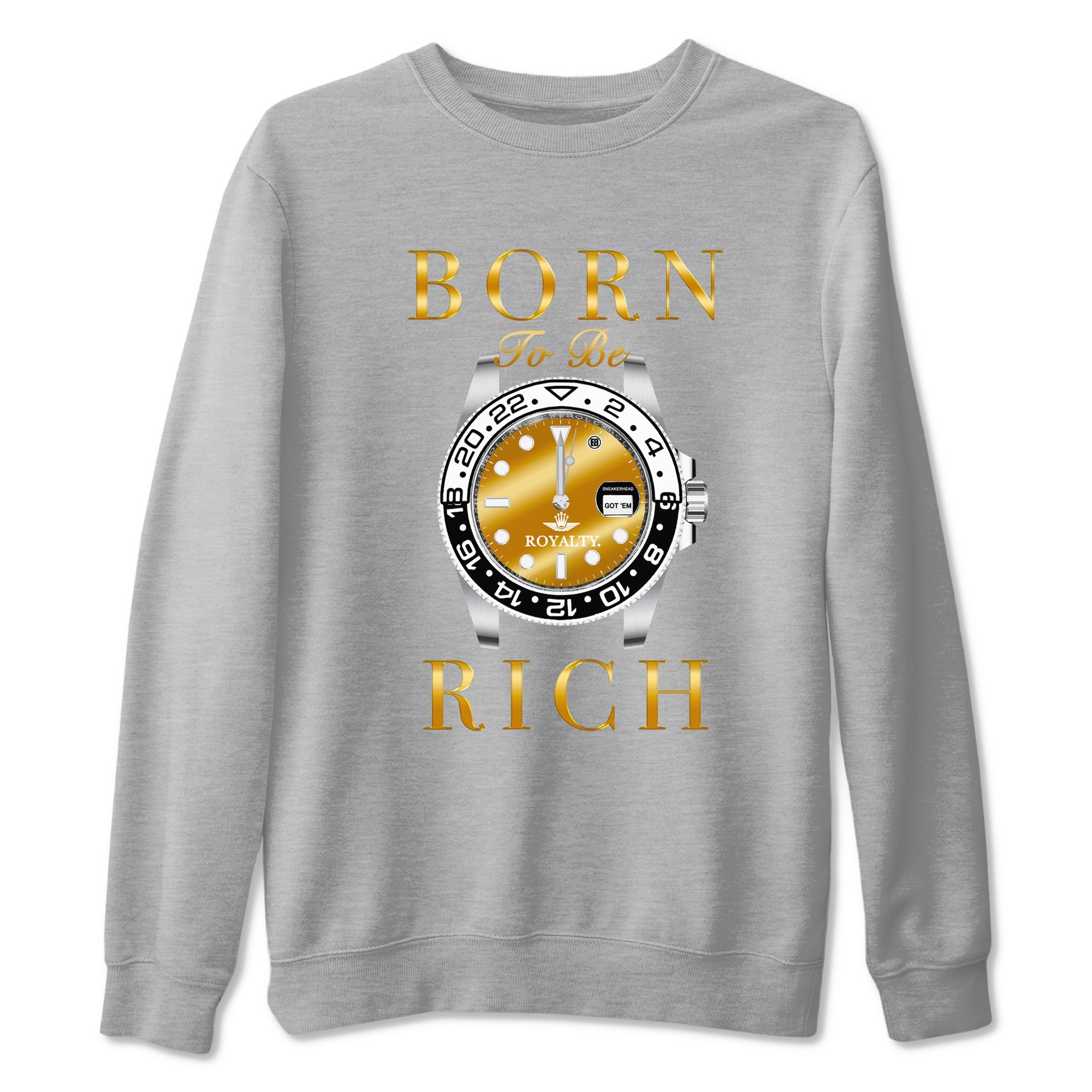 AJ1 Black Metallic Gold shirts to match jordans Born To Be Rich sneaker match tees Air Jordan 1 Black Metallic Gold Drip Gear Zone streetwear brand Heather Grey 2 unisex cotton tee
