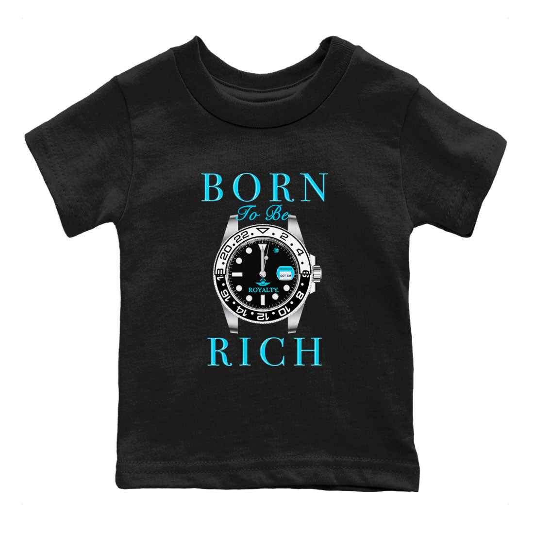 AJ9 Powder Blue shirt to match jordans Born To Be Rich sneaker tees Air Jordan 9 Retro Powder Blue Drip Gear Zone baby toddler Black 2 cotton Shirt