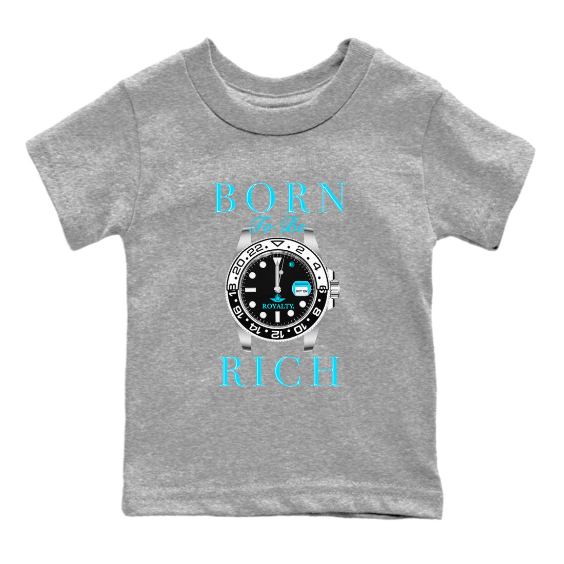 AJ9 Powder Blue shirt to match jordans Born To Be Rich sneaker tees Air Jordan 9 Retro Powder Blue Drip Gear Zone baby toddler Heather Grey 2 cotton Shirt