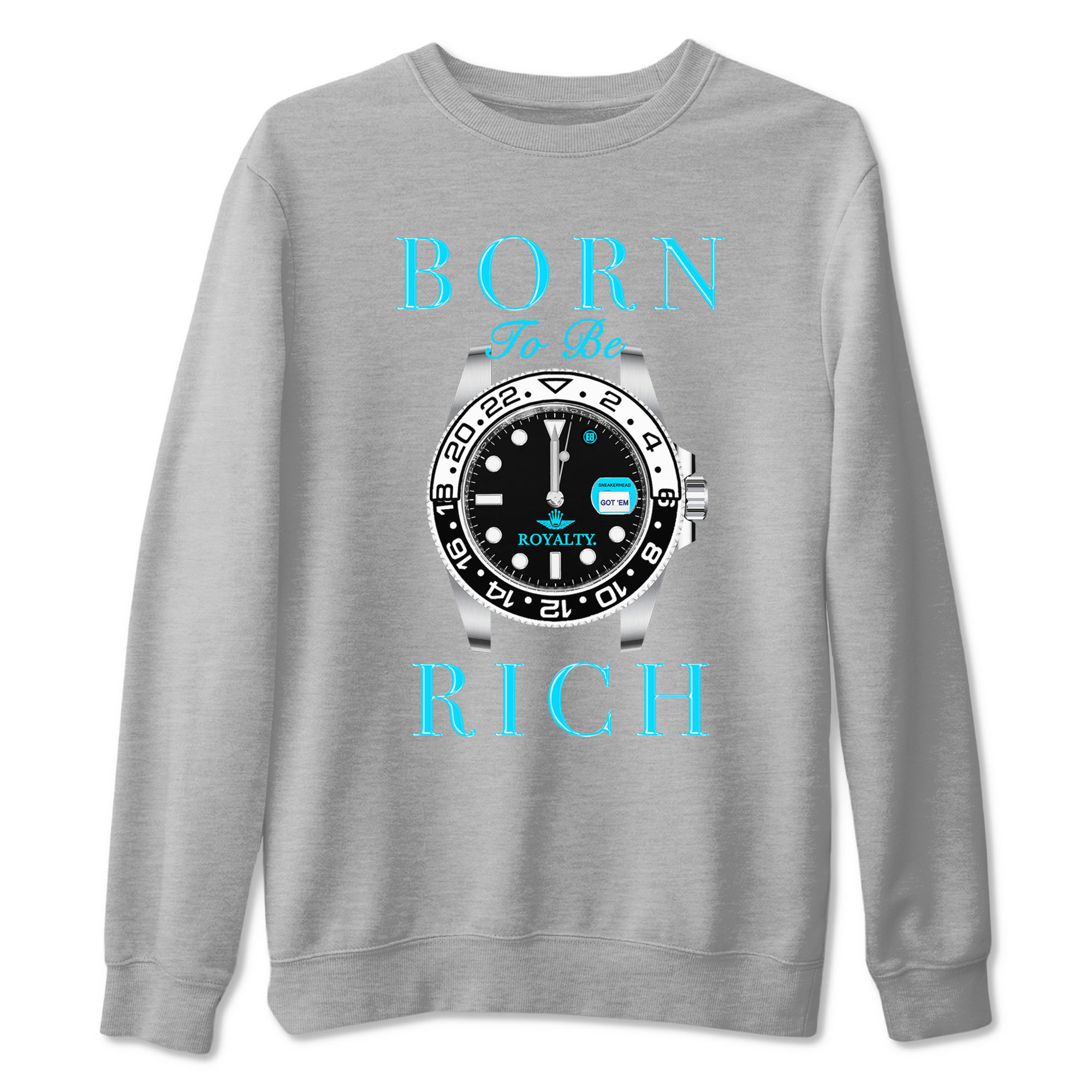 AJ9 Powder Blue shirt to match jordans Born To Be Rich sneaker tees Air Jordan 9 Retro Powder Blue Drip Gear Zone unisex cotton Heather Grey 2 crew neck shirt
