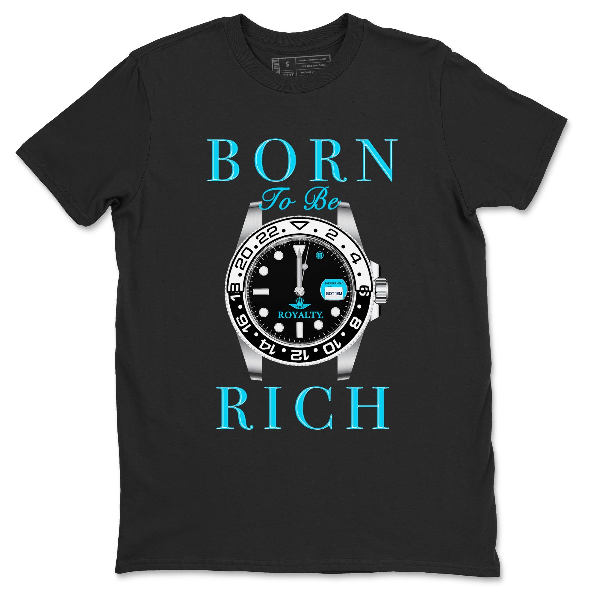AJ9 Powder Blue shirt to match jordans Born To Be Rich sneaker tees Air Jordan 9 Retro Powder Blue Drip Gear Zone unisex cotton Black 2 crew neck shirt