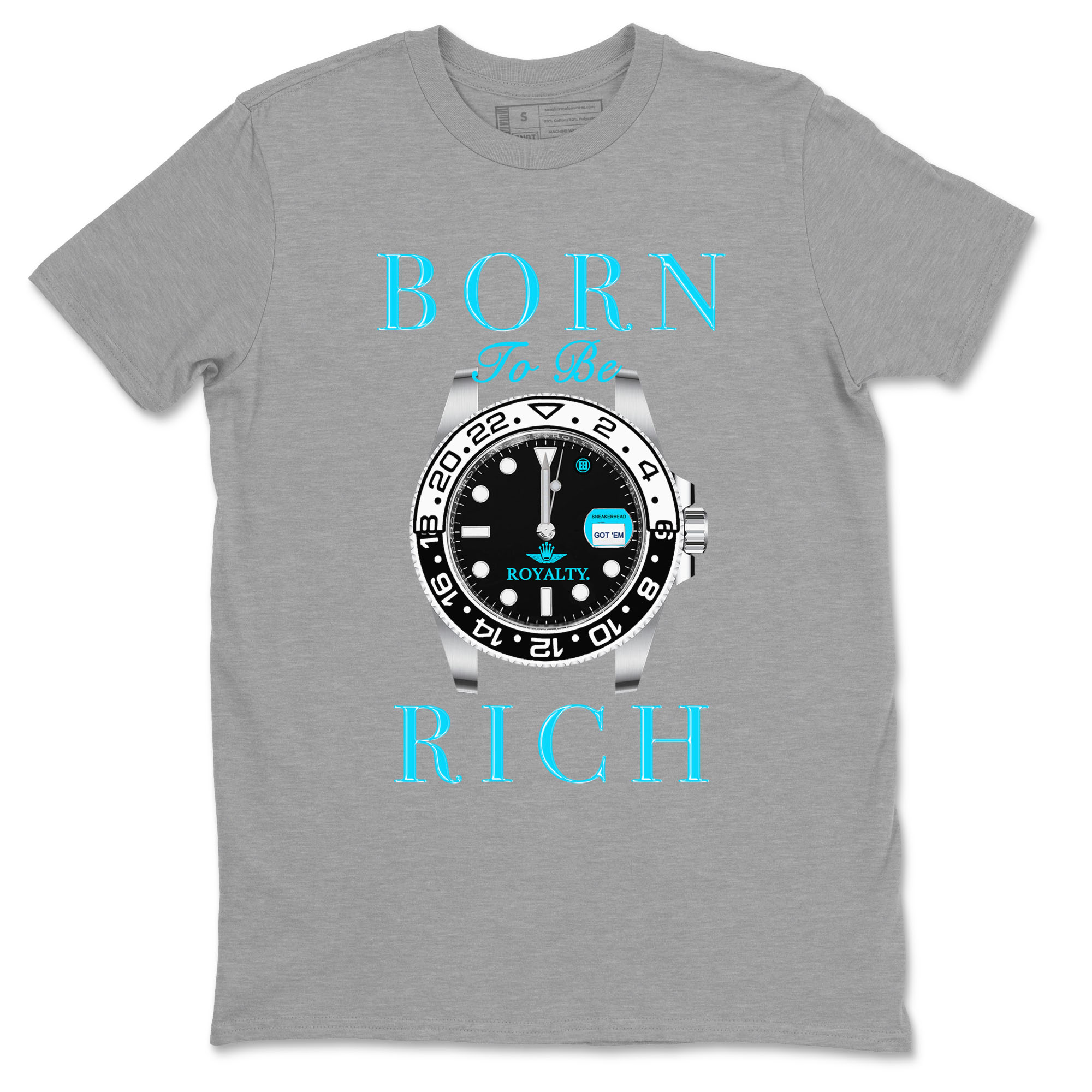 AJ9 Powder Blue shirt to match jordans Born To Be Rich sneaker tees Air Jordan 9 Retro Powder Blue Drip Gear Zone unisex cotton Heather Grey 2 crew neck shirt
