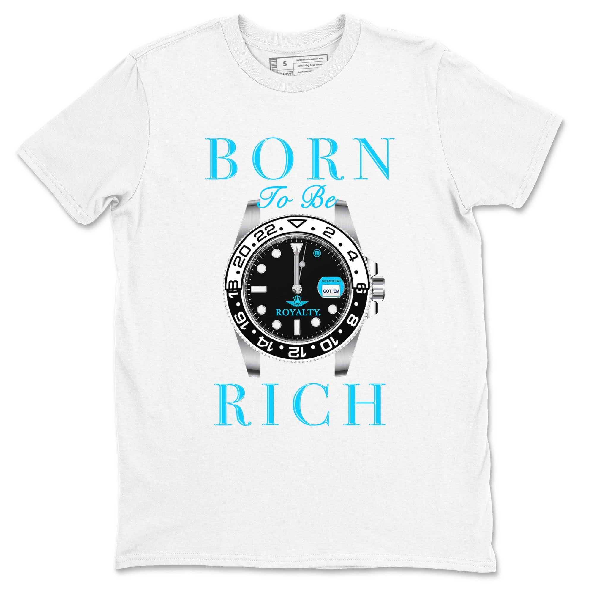 AJ9 Powder Blue shirt to match jordans Born To Be Rich sneaker tees Air Jordan 9 Retro Powder Blue Drip Gear Zone unisex cotton White 2 crew neck shirt