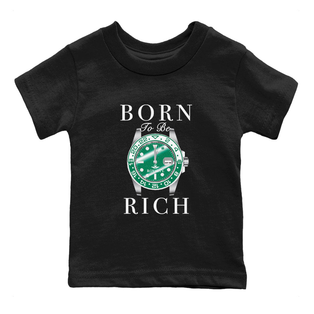 4s Oxidized Green shirts to match jordans Born To Rich sneaker match tees Air Jordan 4 Oxidized Green Drip Gear Zone streetwear brand Baby and Youth Black 2 cotton tee