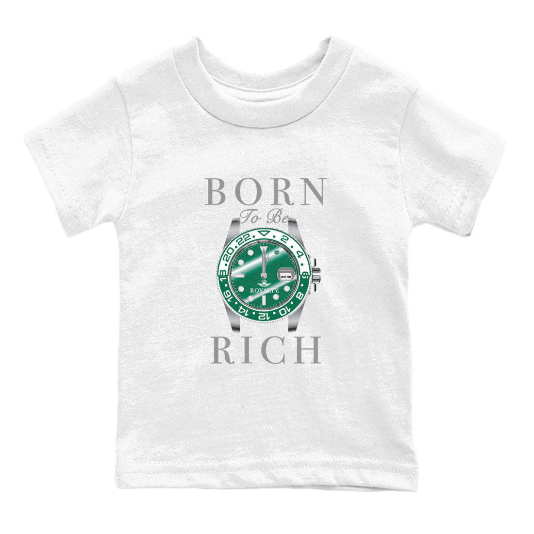 4s Oxidized Green shirts to match jordans Born To Rich sneaker match tees Air Jordan 4 Oxidized Green Drip Gear Zone streetwear brand Baby and Youth White 2 cotton tee