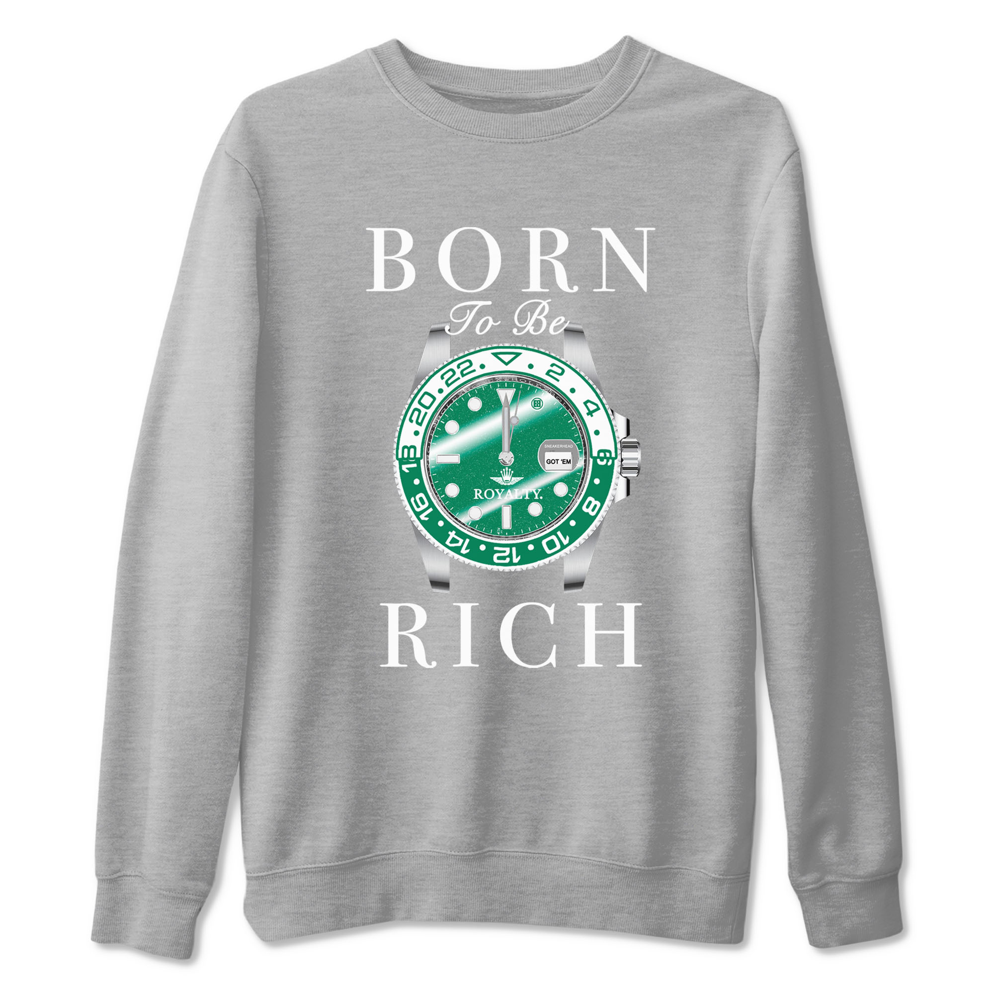 4s Oxidized Green shirts to match jordans Born To Rich sneaker match tees Air Jordan 4 Oxidized Green Drip Gear Zone streetwear brand Heather Grey 2 unisex cotton tee