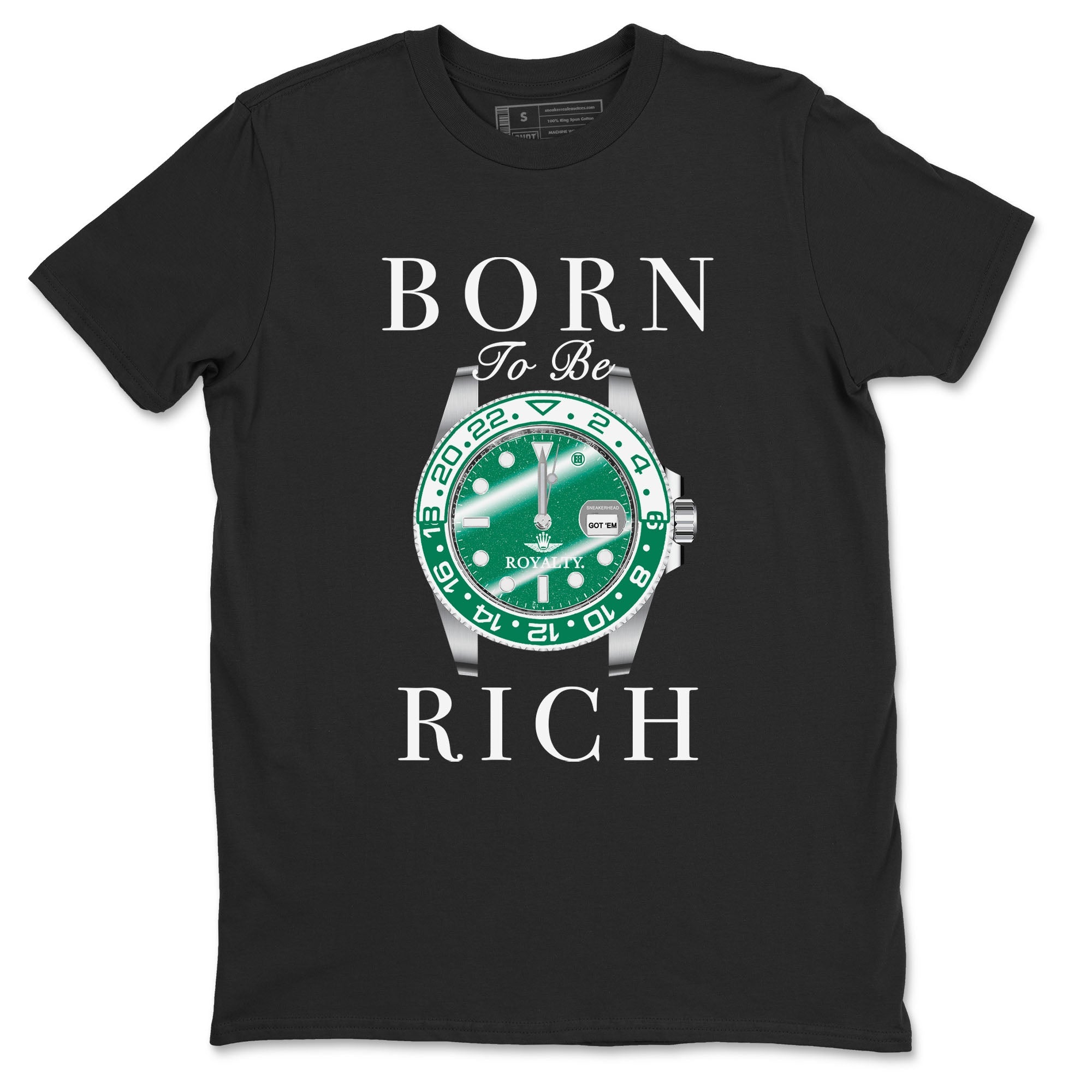 4s Oxidized Green shirts to match jordans Born To Rich sneaker match tees Air Jordan 4 Oxidized Green Drip Gear Zone streetwear brand Black 2 unisex cotton tee