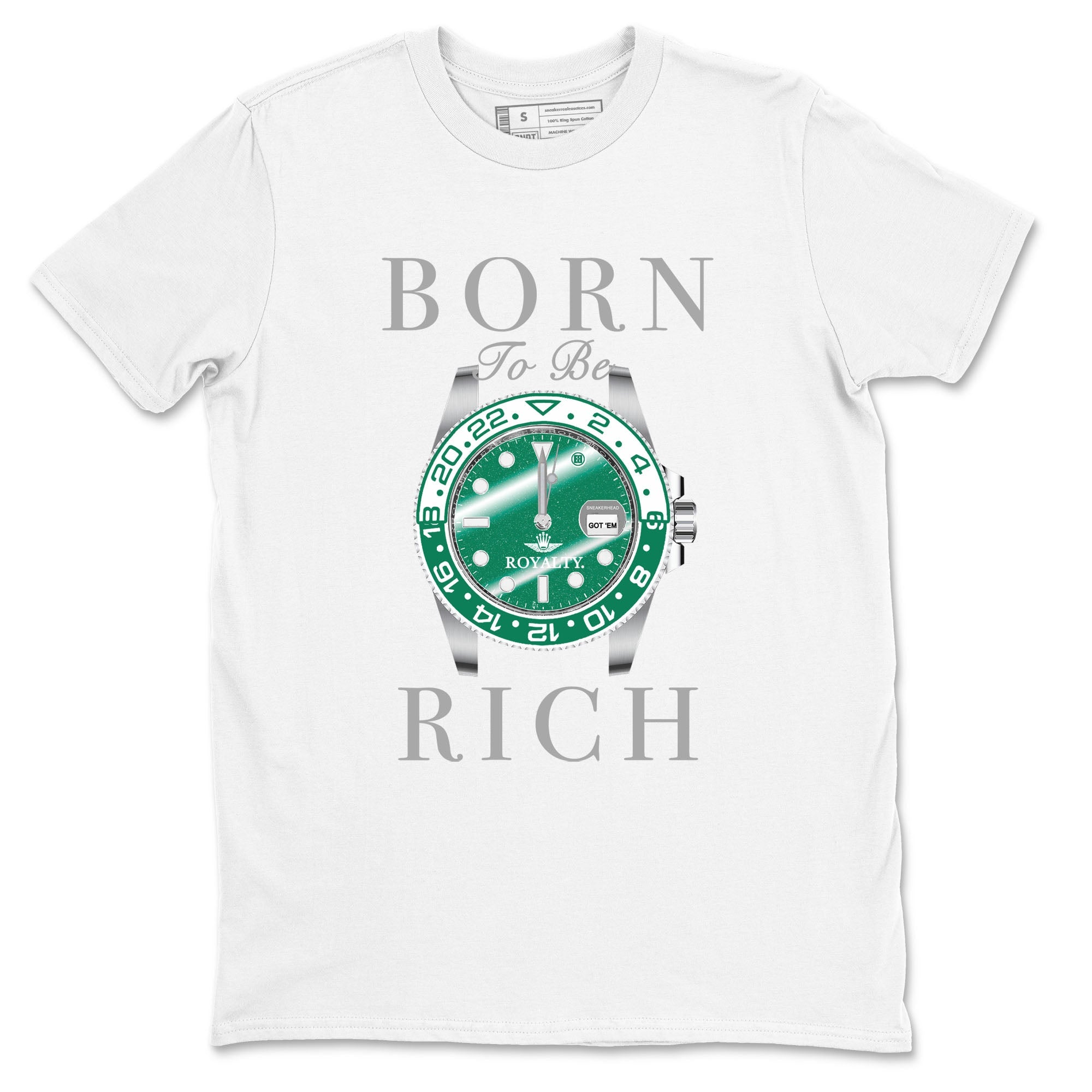 4s Oxidized Green shirts to match jordans Born To Rich sneaker match tees Air Jordan 4 Oxidized Green Drip Gear Zone streetwear brand White 2 unisex cotton tee