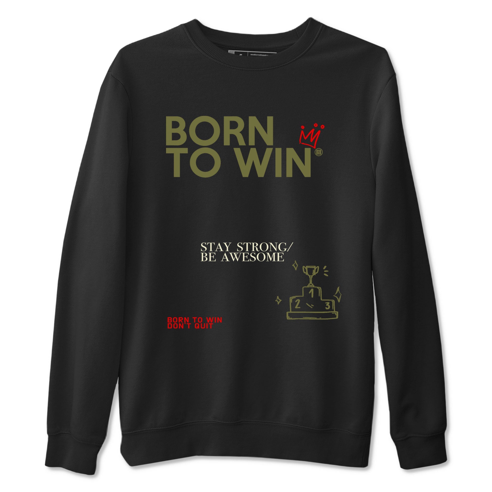 1s Travis Scott Black Olive shirts to match jordans Born To Win sneaker match tees Air Jordan 1 Travis Scott Black Olive Drip Gear Zone streetwear brand Black 2 unisex cotton tee