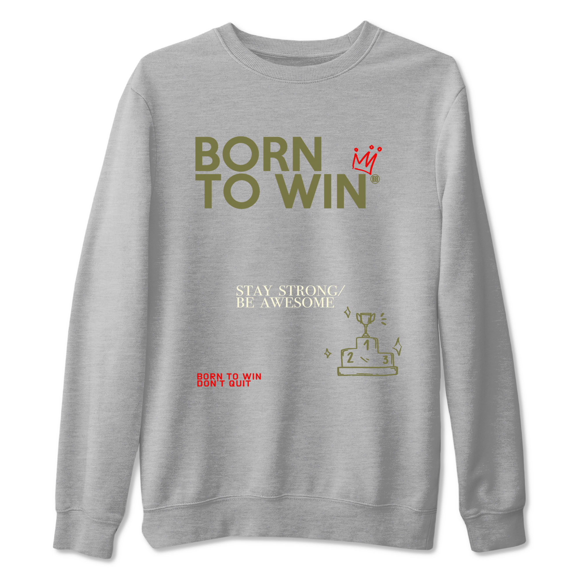 1s Travis Scott Black Olive shirts to match jordans Born To Win sneaker match tees Air Jordan 1 Travis Scott Black Olive Drip Gear Zone streetwear brand Heather Grey 2 unisex cotton tee