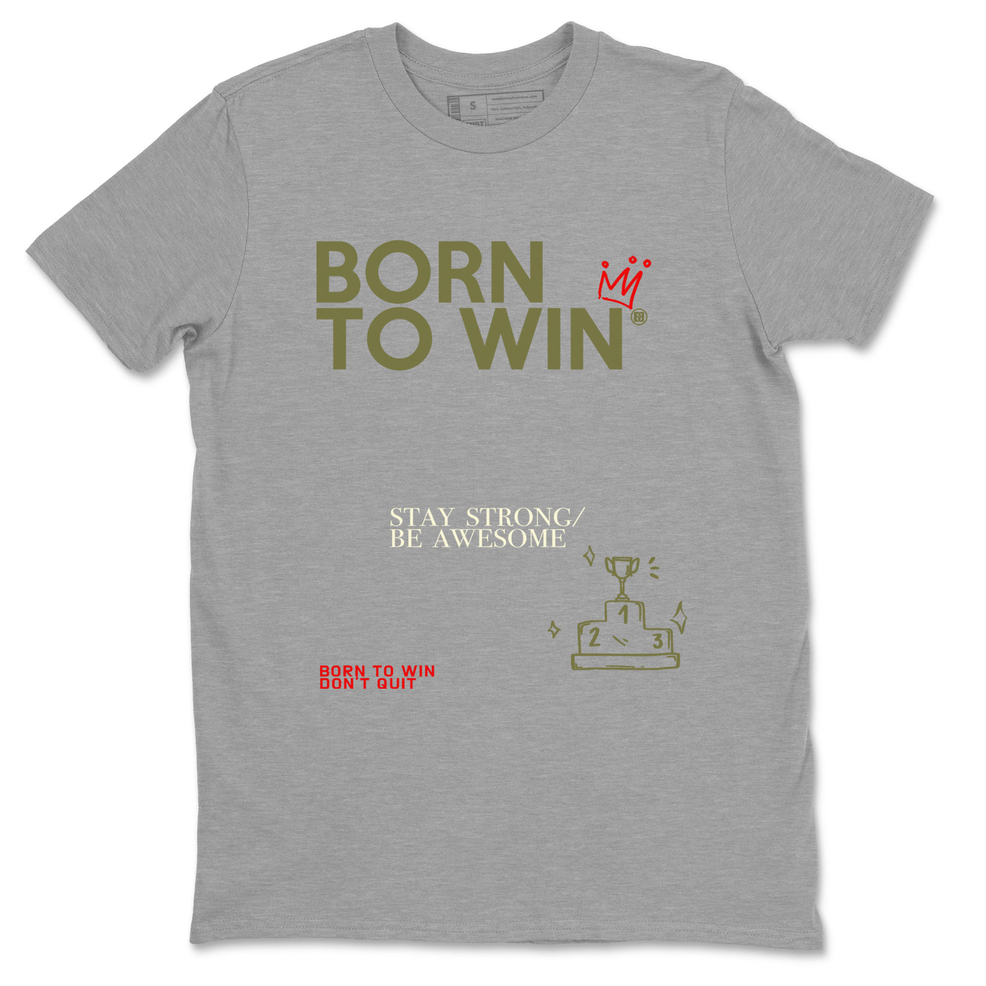 1s Travis Scott Black Olive shirts to match jordans Born To Win sneaker match tees Air Jordan 1 Travis Scott Black Olive Drip Gear Zone streetwear brand Heather Grey 2 unisex cotton tee