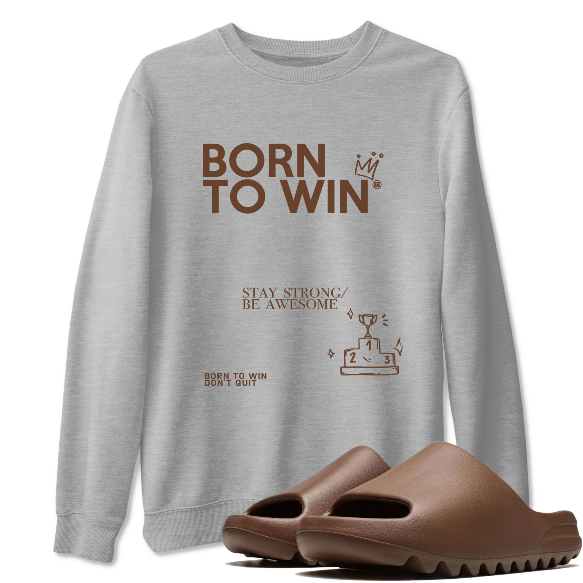 Yeezy Slide Flax shirts to match jordans Born To Win sneaker match tees Yeezy Slide Flax Drip Gear Zone streetwear brand Heather Grey 1 unisex cotton tee