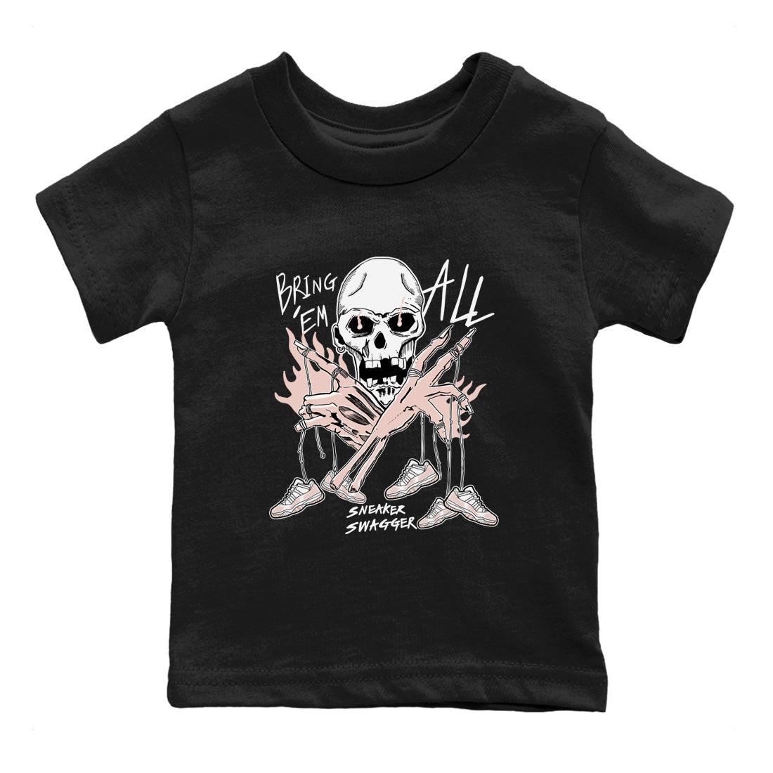 AJ11 Legend Pink shirts to match jordans Bring 'Em All sneaker match tees Air Jordan 11 Legend Pink Drip Gear Zone streetwear brand Baby and Youth Black 2 cotton tee