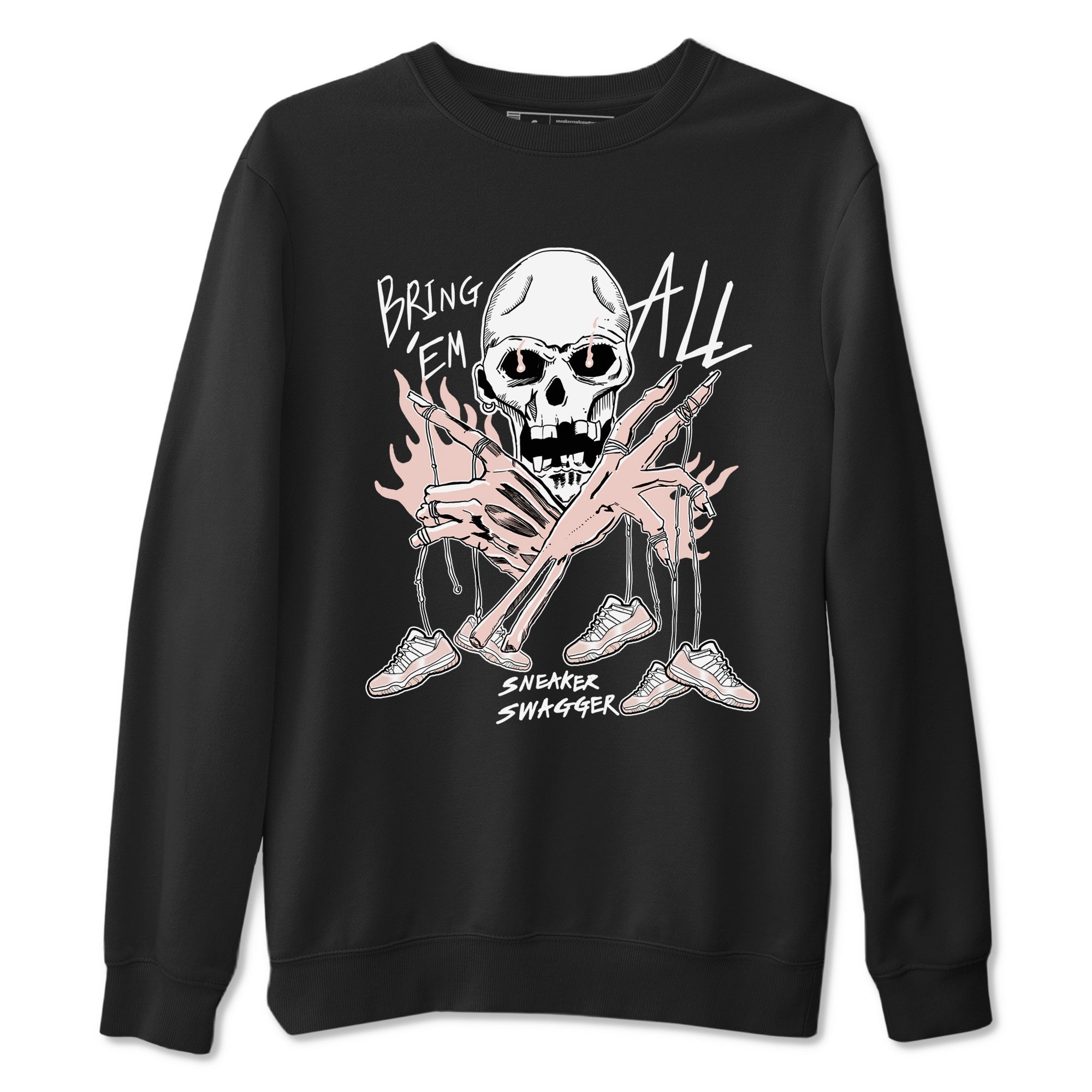 AJ11 Legend Pink shirts to match jordans Bring 'Em All sneaker match tees Air Jordan 11 Legend Pink Drip Gear Zone streetwear brand Black 2 unisex cotton tee