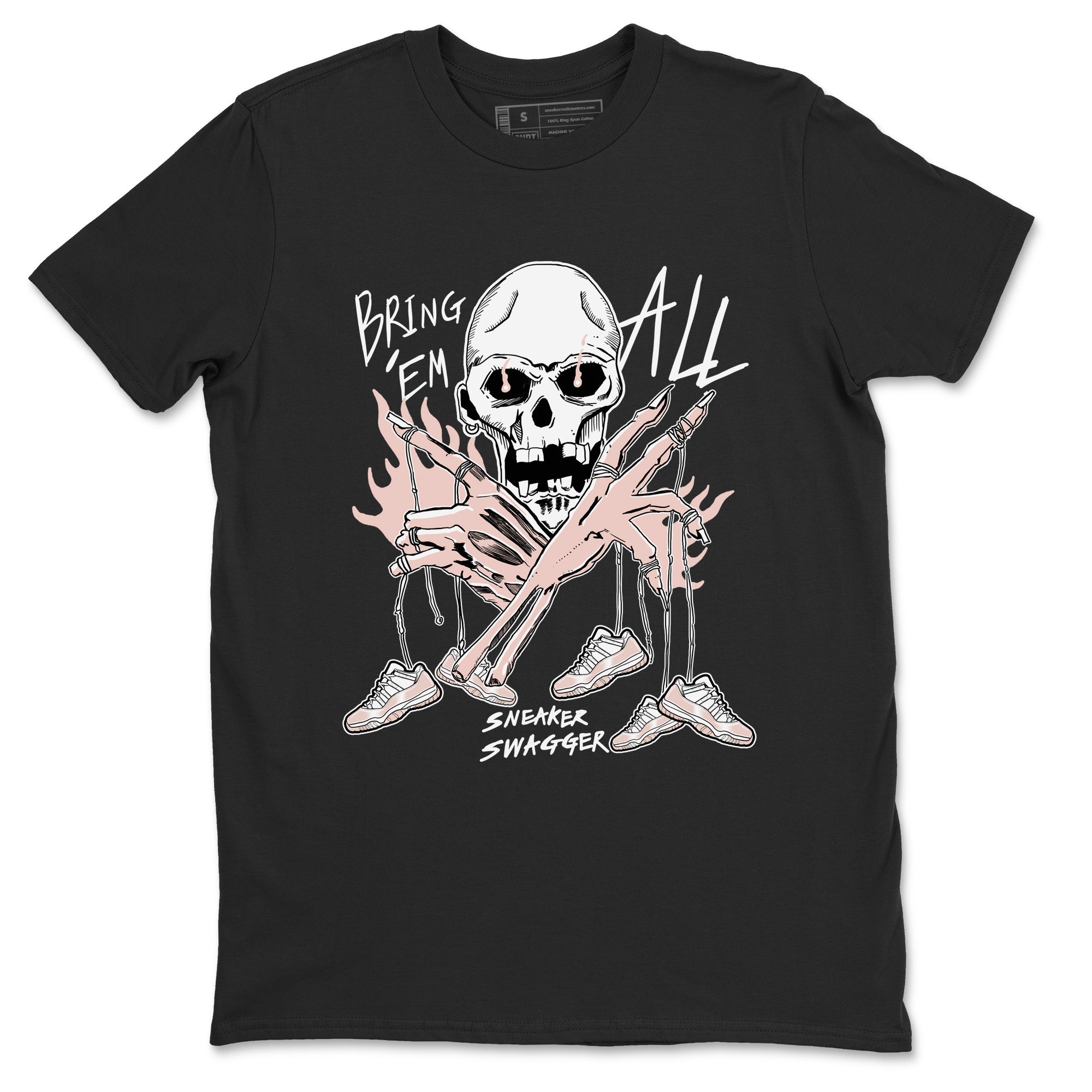 AJ11 Legend Pink shirts to match jordans Bring 'Em All sneaker match tees Air Jordan 11 Legend Pink Drip Gear Zone streetwear brand Black 2 unisex cotton tee