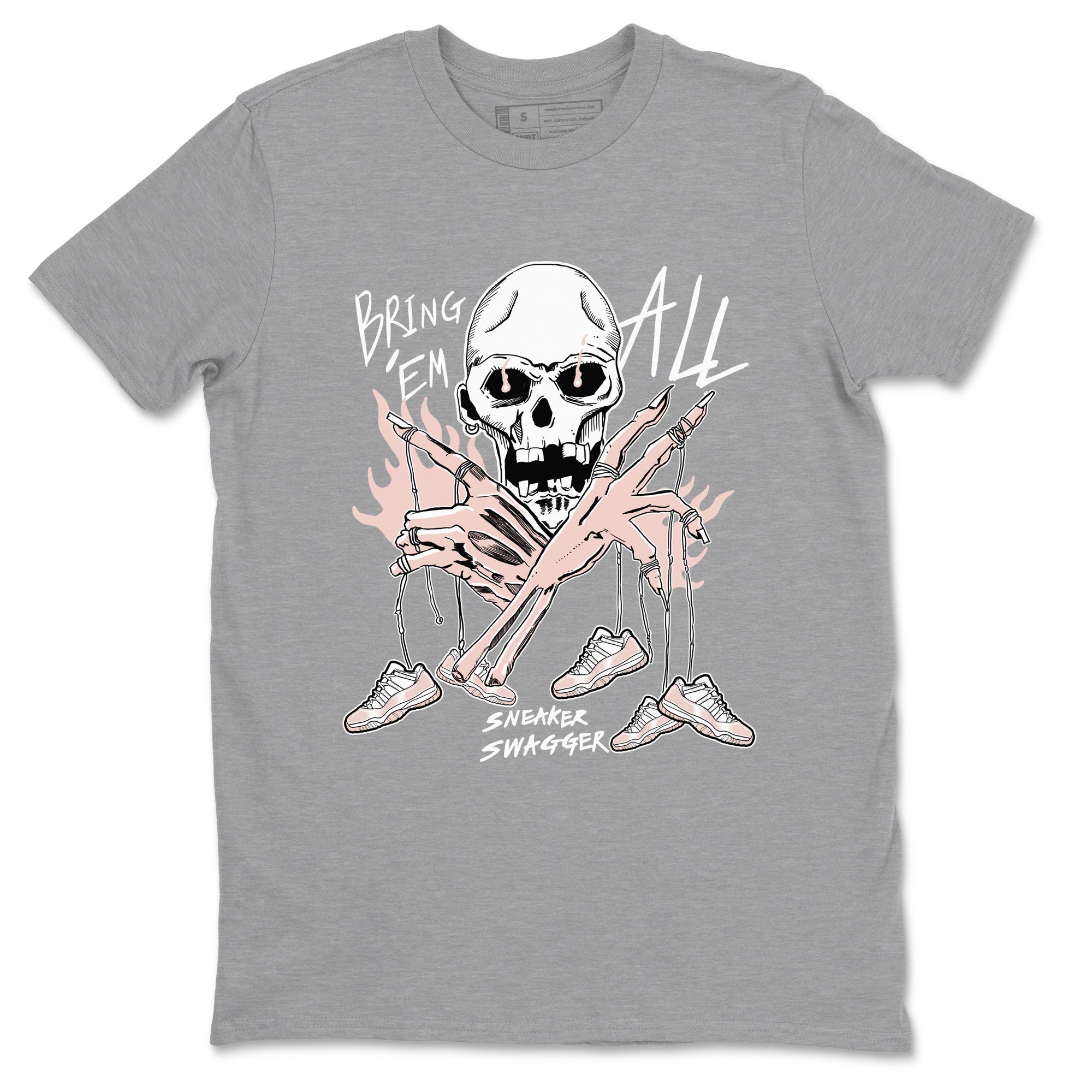AJ11 Legend Pink shirts to match jordans Bring 'Em All sneaker match tees Air Jordan 11 Legend Pink Drip Gear Zone streetwear brand Heather Grey 2 unisex cotton tee