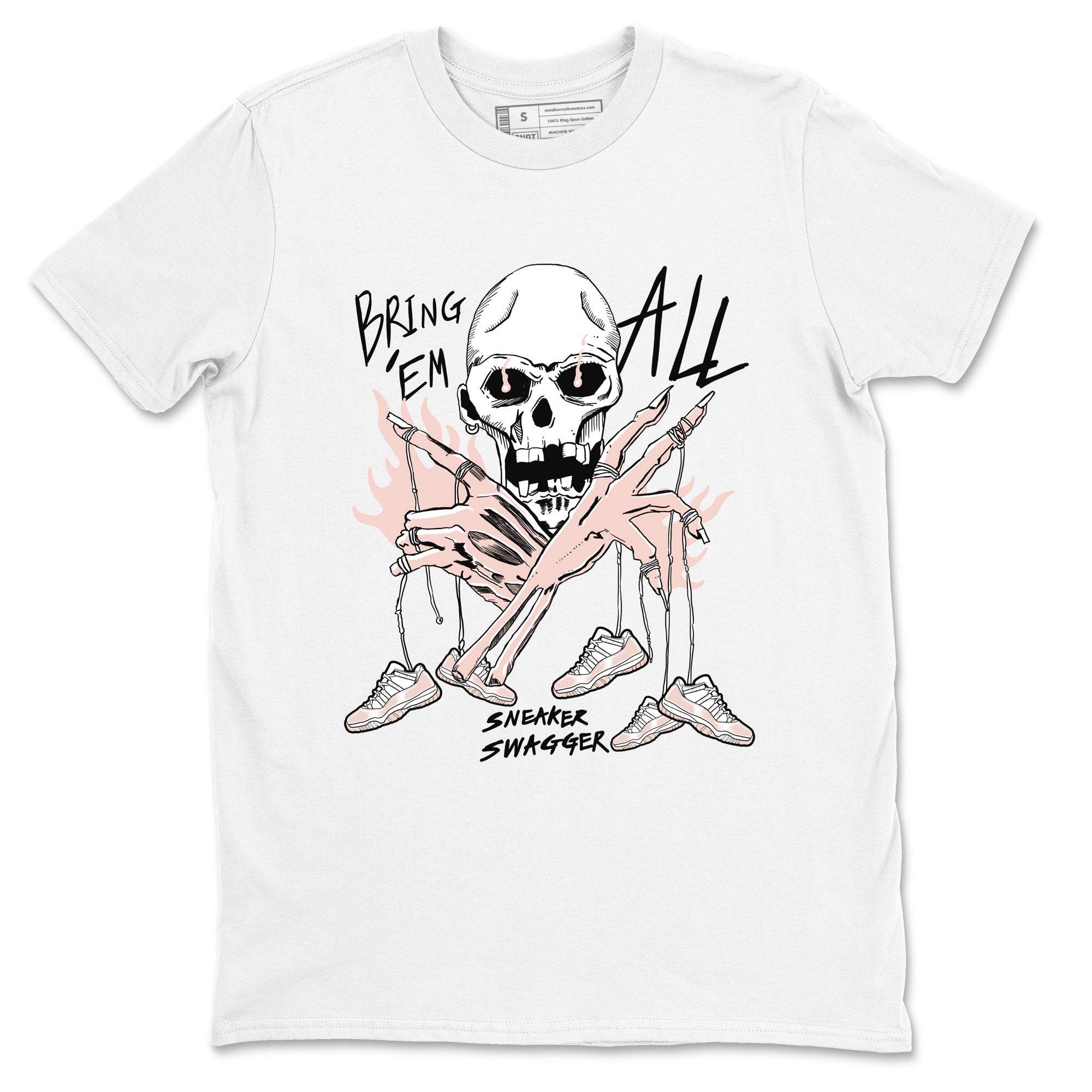 AJ11 Legend Pink shirts to match jordans Bring 'Em All sneaker match tees Air Jordan 11 Legend Pink Drip Gear Zone streetwear brand White 2 unisex cotton tee