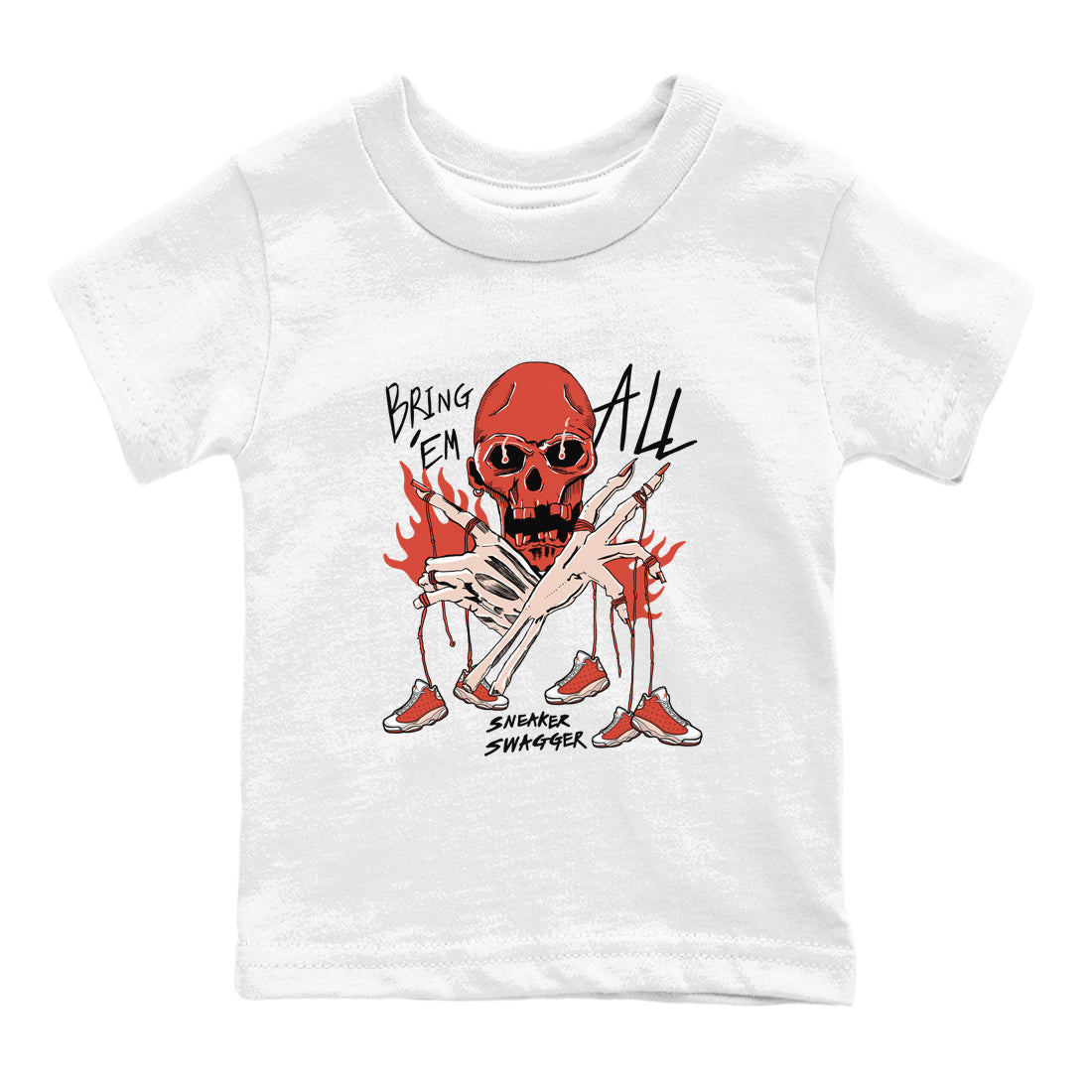 13s Dune Red shirts to match jordans Bring 'Em All sneaker match tees Air Jordan 13 Dune Red Drip Gear Zone streetwear brand Baby and Youth White 2 cotton tee