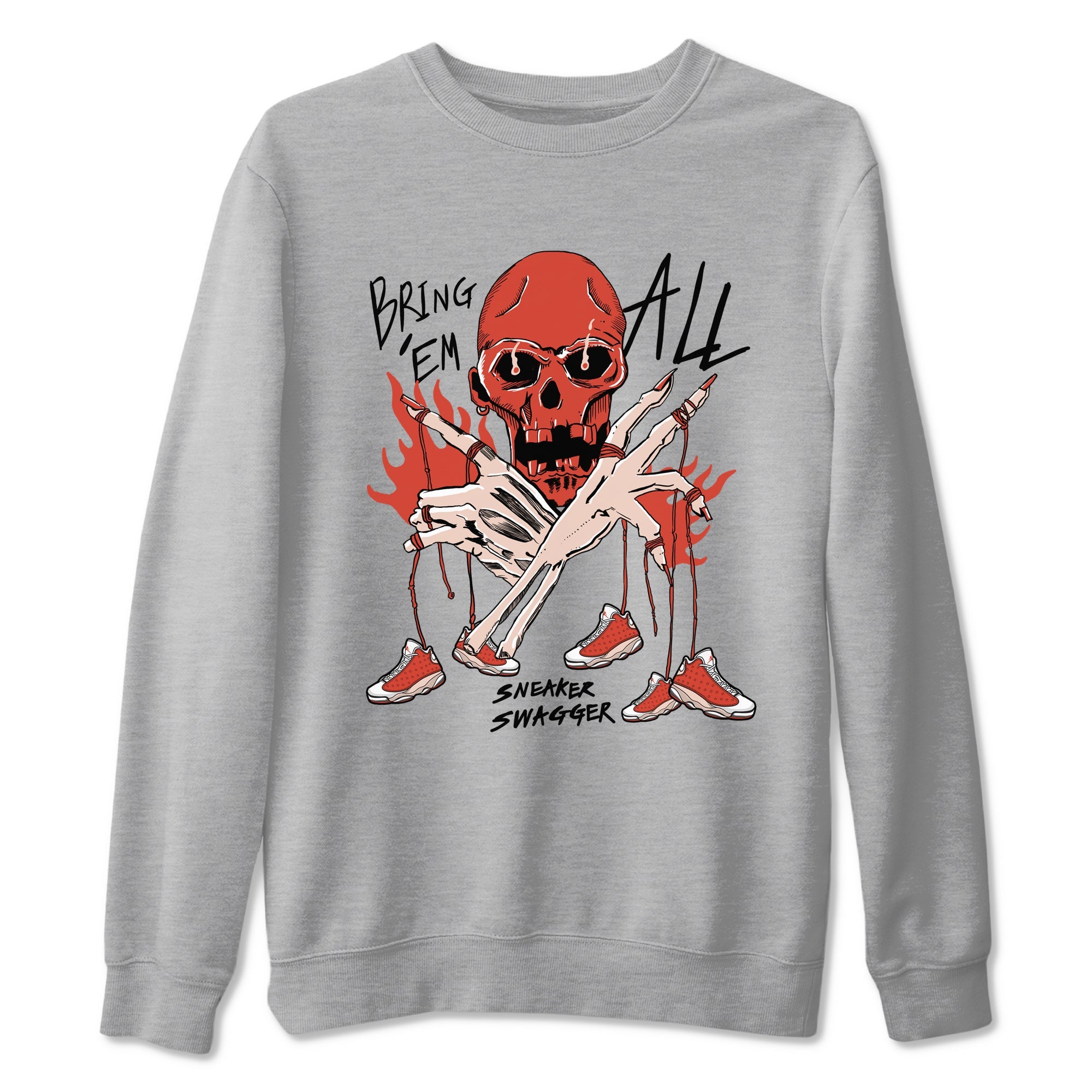 13s Dune Red shirts to match jordans Bring 'Em All sneaker match tees Air Jordan 13 Dune Red Drip Gear Zone streetwear brand Heather Grey 2 unisex cotton tee