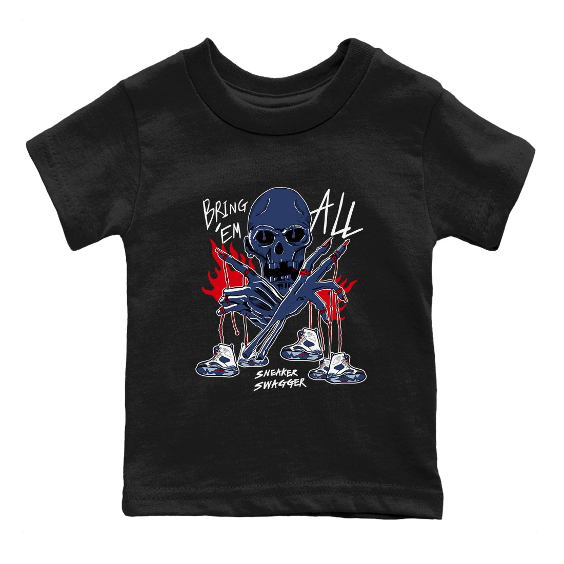 AJ6 Olympic shirts to match jordans Bring 'Em All sneaker match tees Air Jordan 6 Olympic Drip Gear Zone streetwear brand Baby and Youth Black 2 cotton tee