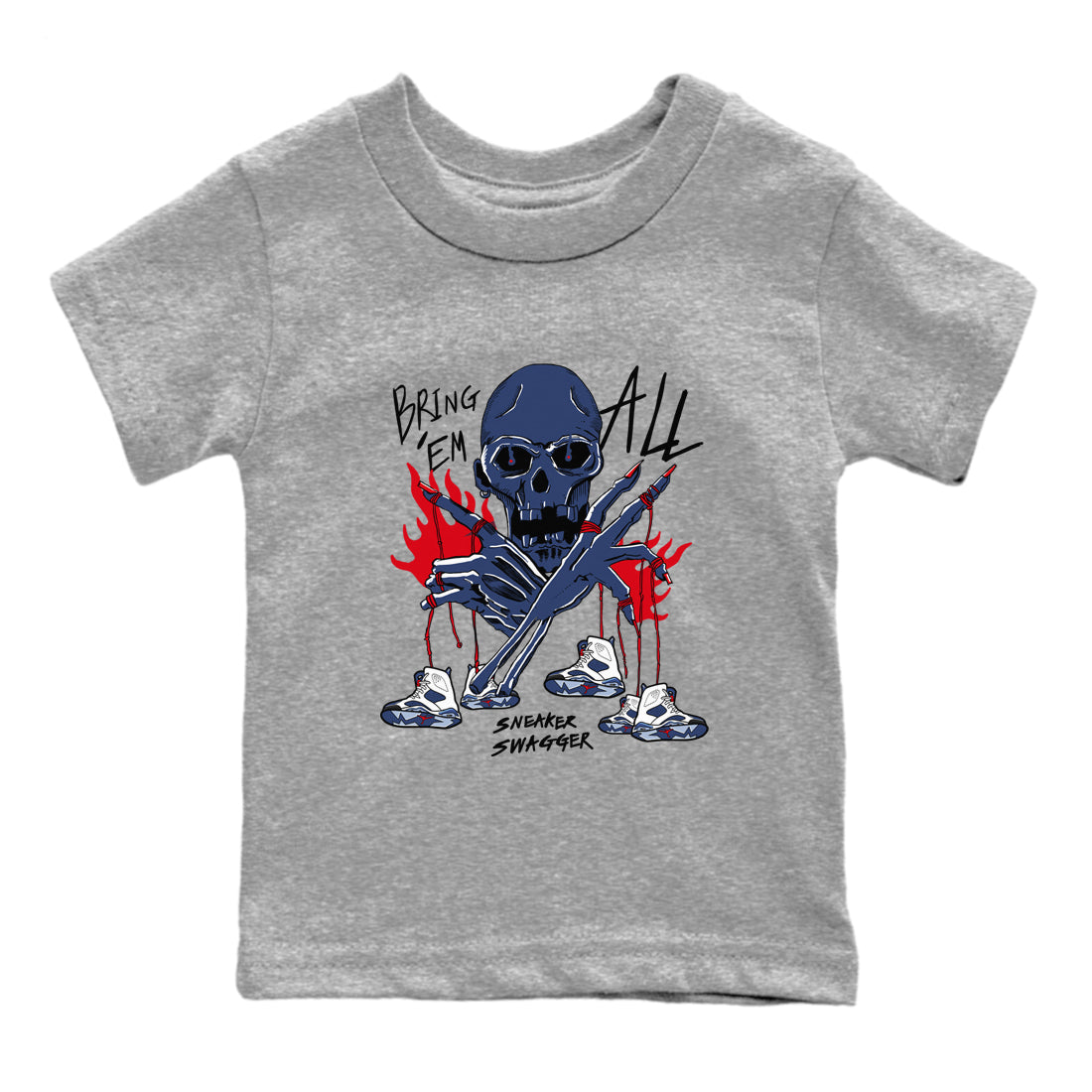 AJ6 Olympic shirts to match jordans Bring 'Em All sneaker match tees Air Jordan 6 Olympic Drip Gear Zone streetwear brand Baby and Youth Heather Grey 2 cotton tee