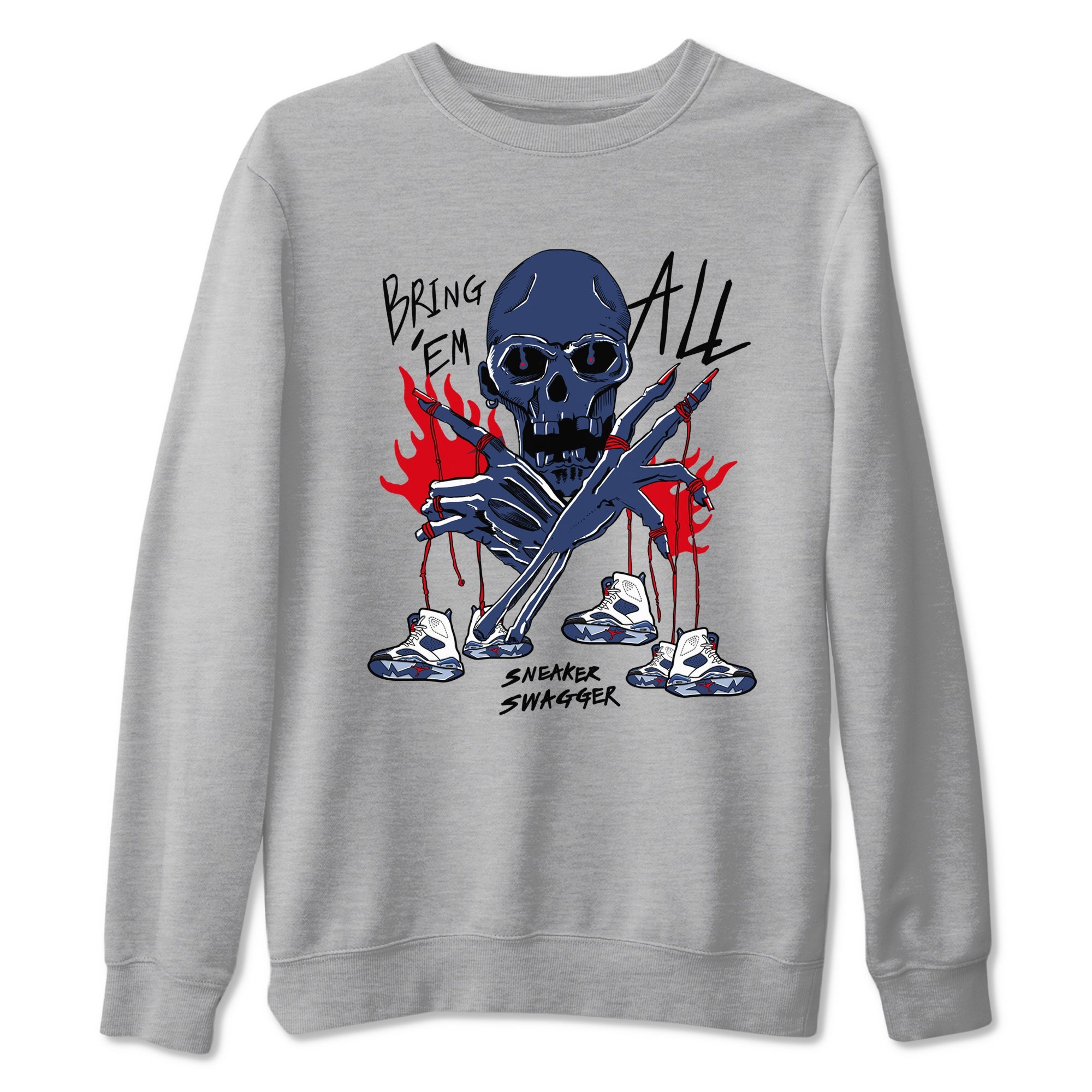 AJ6 Olympic shirts to match jordans Bring 'Em All sneaker match tees Air Jordan 6 Olympic Drip Gear Zone streetwear brand Heather Grey 2 unisex cotton tee