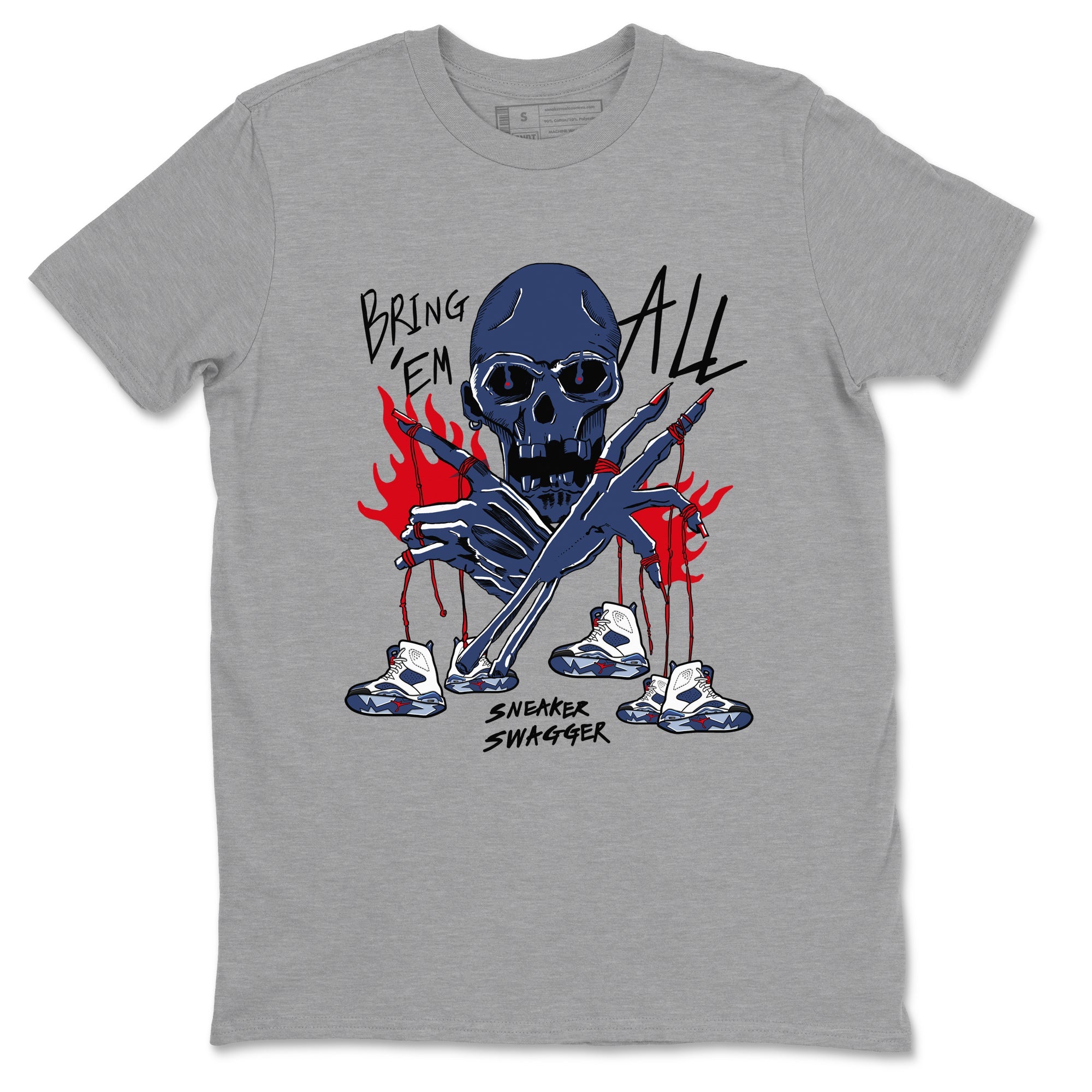AJ6 Olympic shirts to match jordans Bring 'Em All sneaker match tees Air Jordan 6 Olympic Drip Gear Zone streetwear brand Heather Grey 2 unisex cotton tee