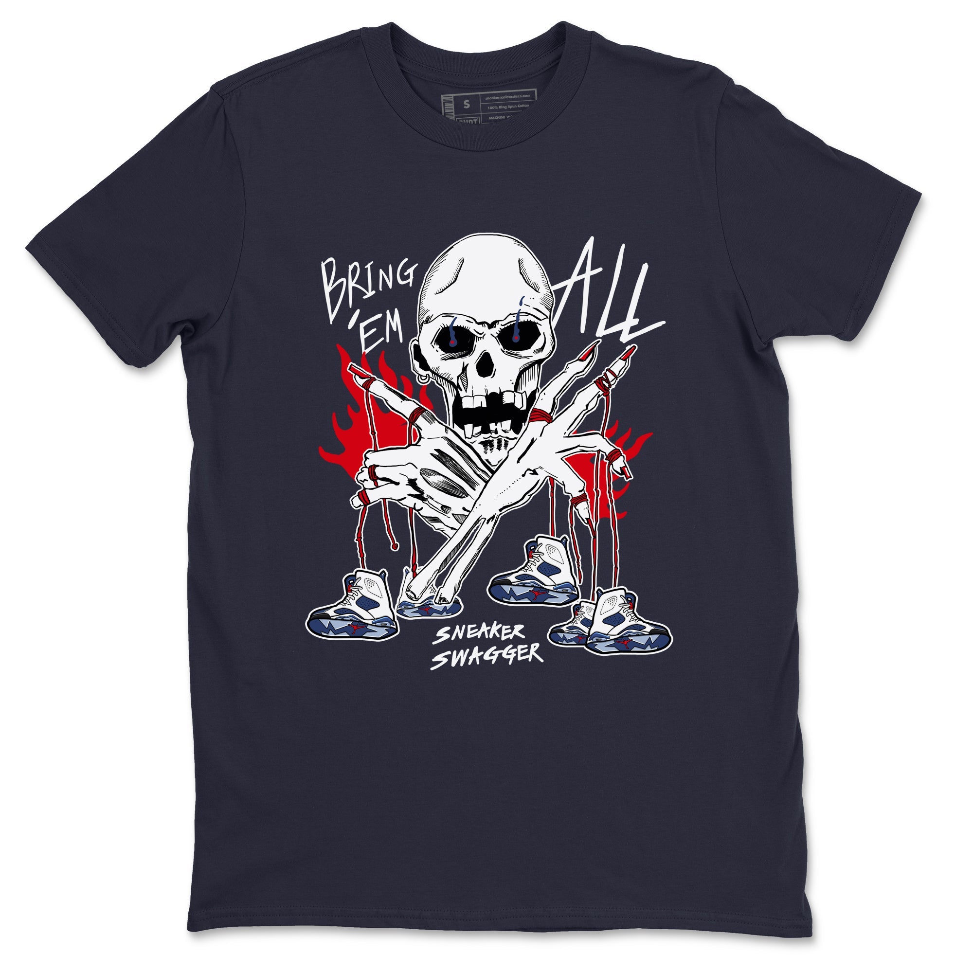 AJ6 Olympic shirts to match jordans Bring 'Em All sneaker match tees Air Jordan 6 Olympic Drip Gear Zone streetwear brand Navy 2 unisex cotton tee