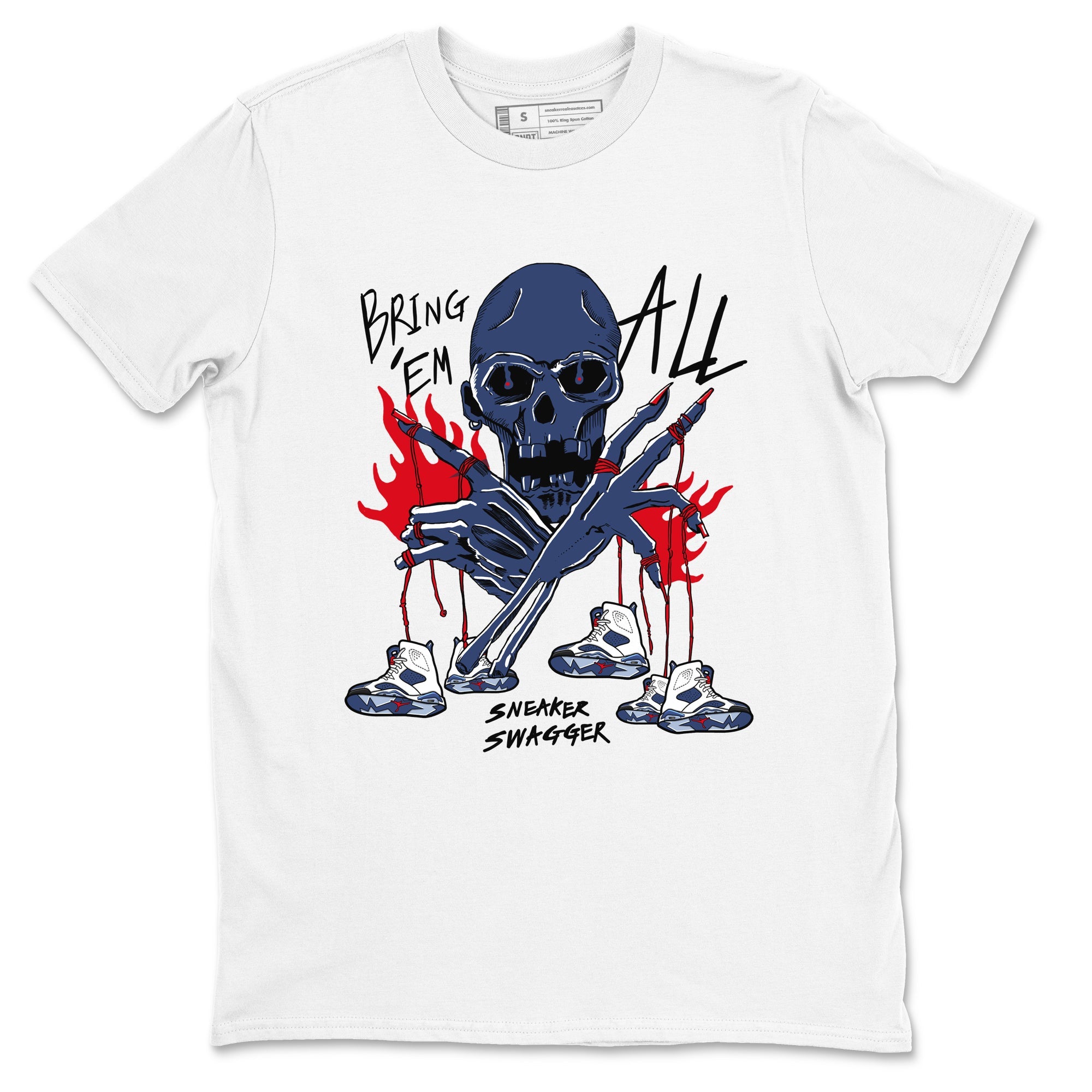 AJ6 Olympic shirts to match jordans Bring 'Em All sneaker match tees Air Jordan 6 Olympic Drip Gear Zone streetwear brand White 2 unisex cotton tee