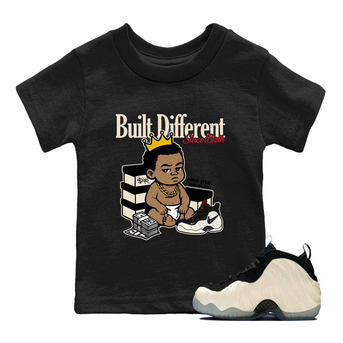 Sneaker Threads  Sneaker Tees To Match Air Foamposite One Pearl  Built Different Since Birth Youth Graphic Tee Black 1. Perfect for Jordan releases 2025 colorways.