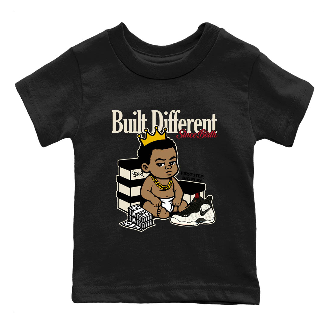 Sneaker Threads  Sneaker Tees To Match Air Foamposite One Pearl  Built Different Since Birth Youth Graphic Tee Black 2. Perfect for Jordan releases 2025 colorways.