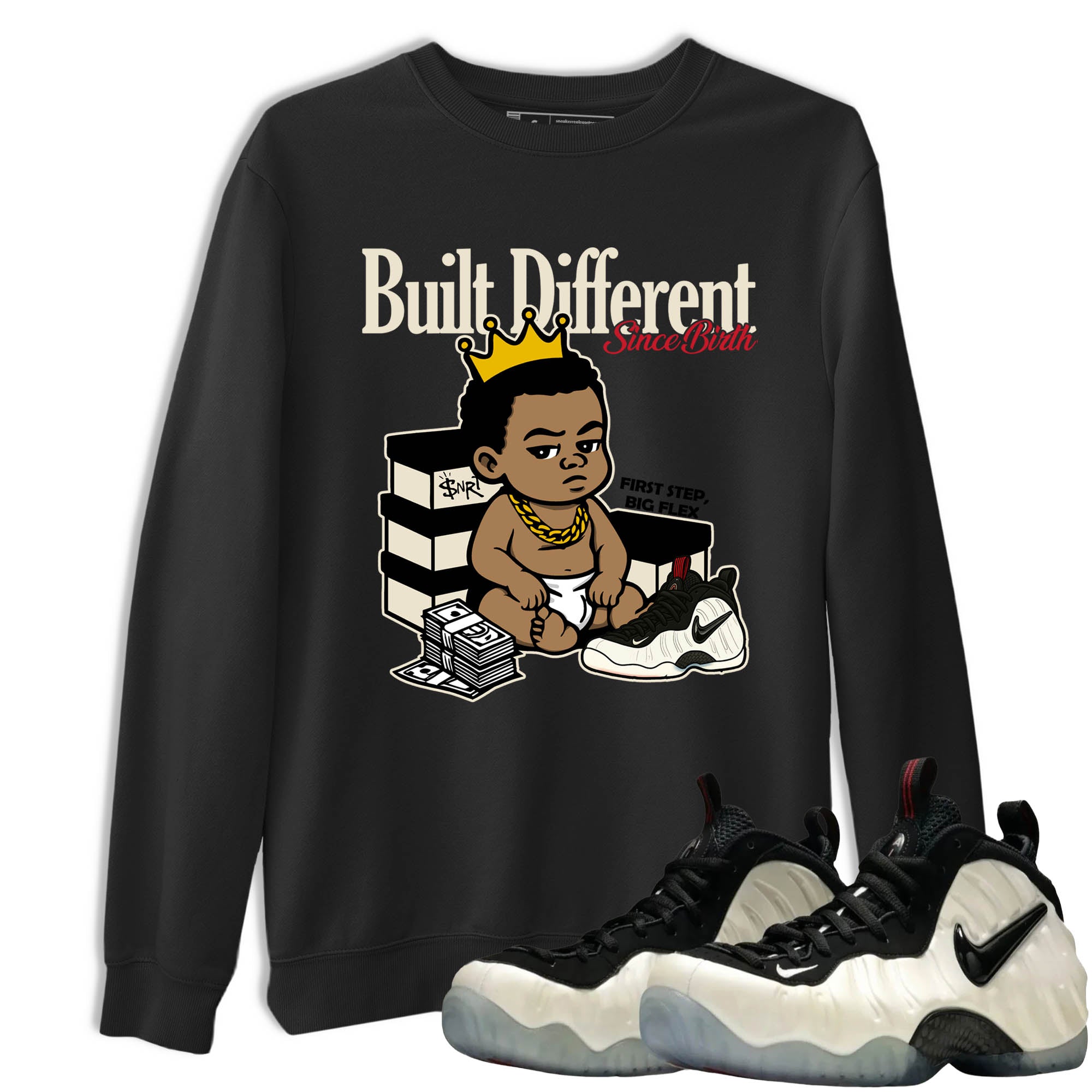 Sneaker Threads  Sneaker Tees To Match Air Foamposite One Pearl  Built Different Since Birth Graphic Tee Black 1. Perfect for Jordan releases 2025 colorways.
