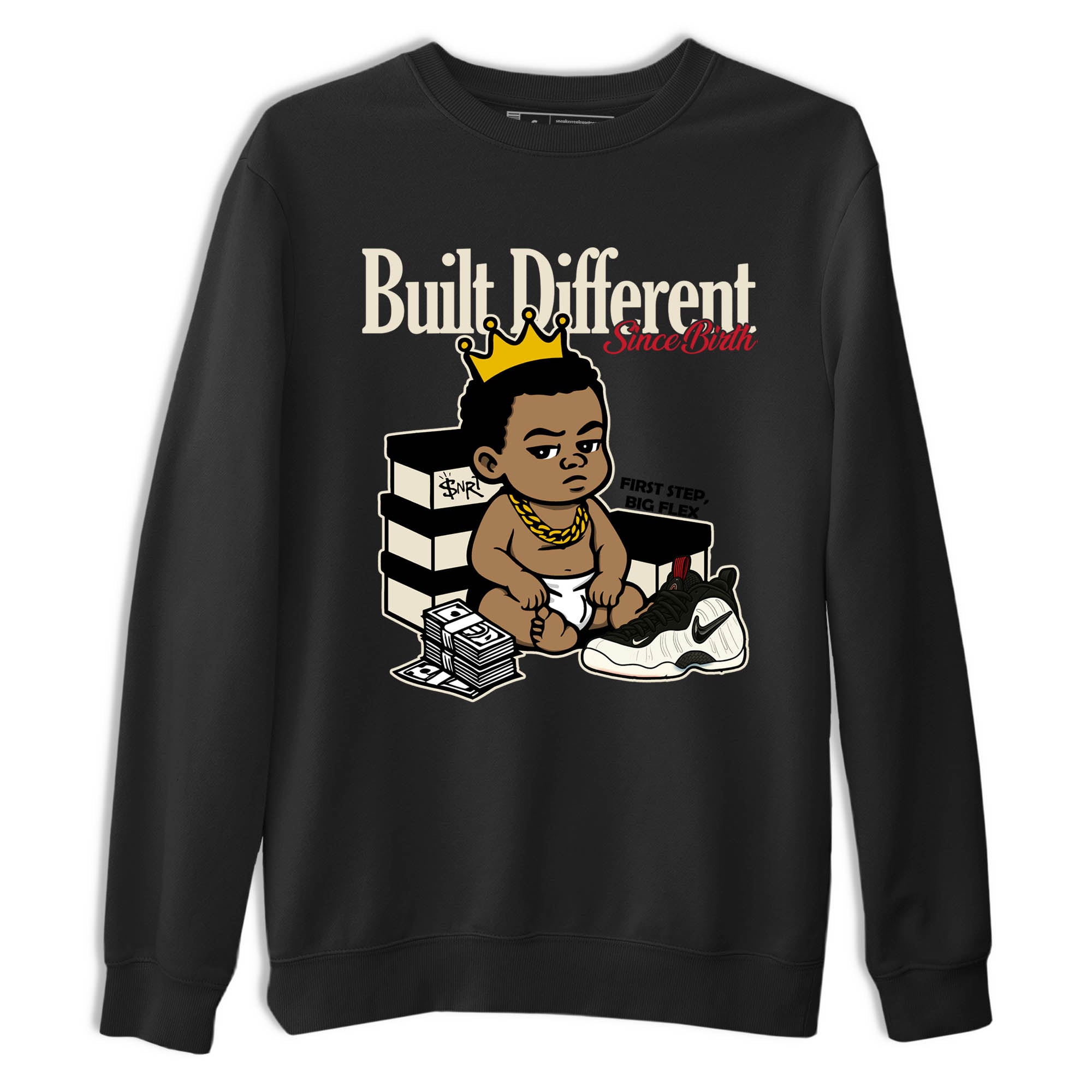 Sneaker Threads  Sneaker Tees To Match Air Foamposite One Pearl  Built Different Since Birth Graphic Tee Black 2. Perfect for Jordan releases 2025 colorways.