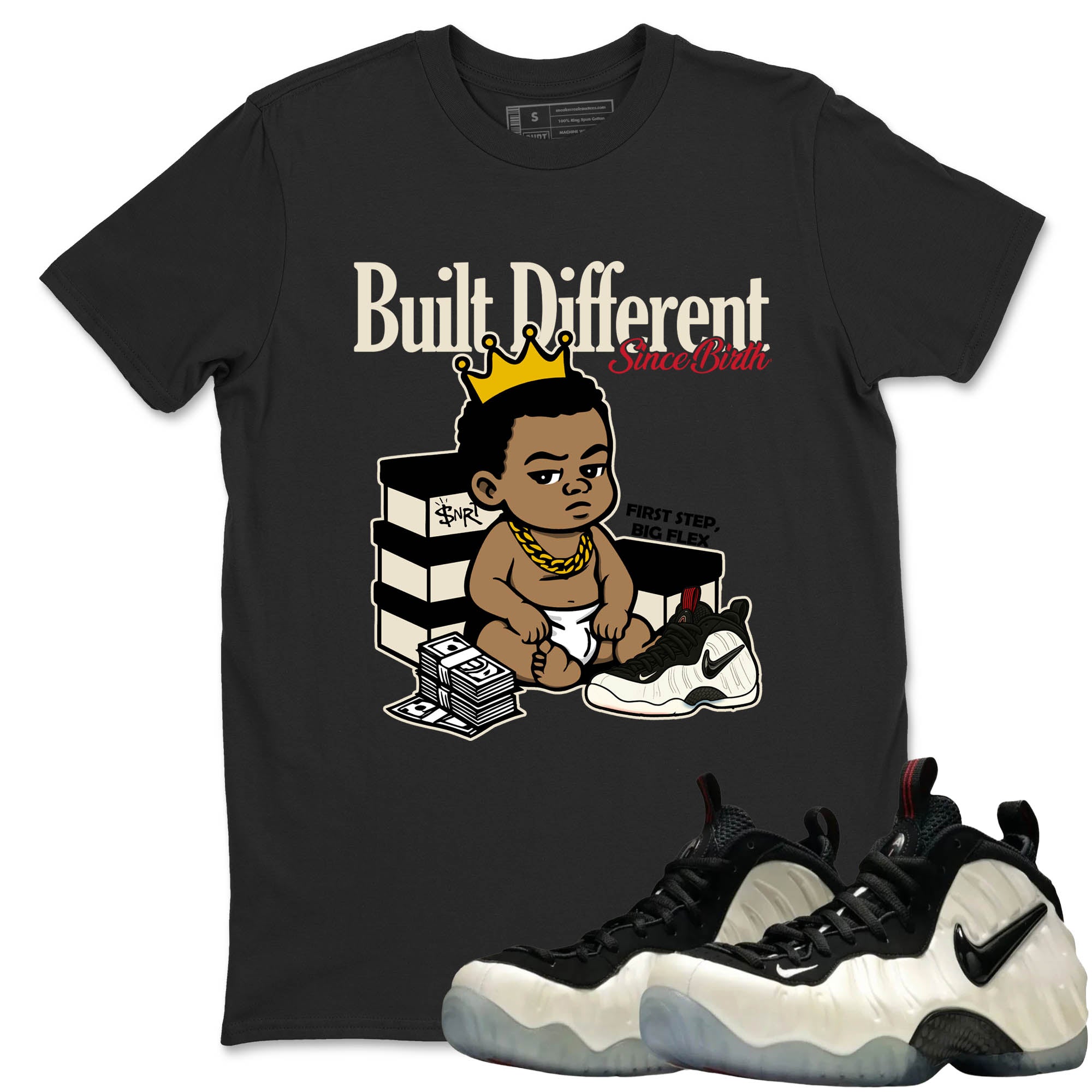 Sneaker Threads  Sneaker Tees To Match Air Foamposite One Pearl  Built Different Since Birth Graphic Tee Black 1. Perfect for Jordan releases 2025 colorways.