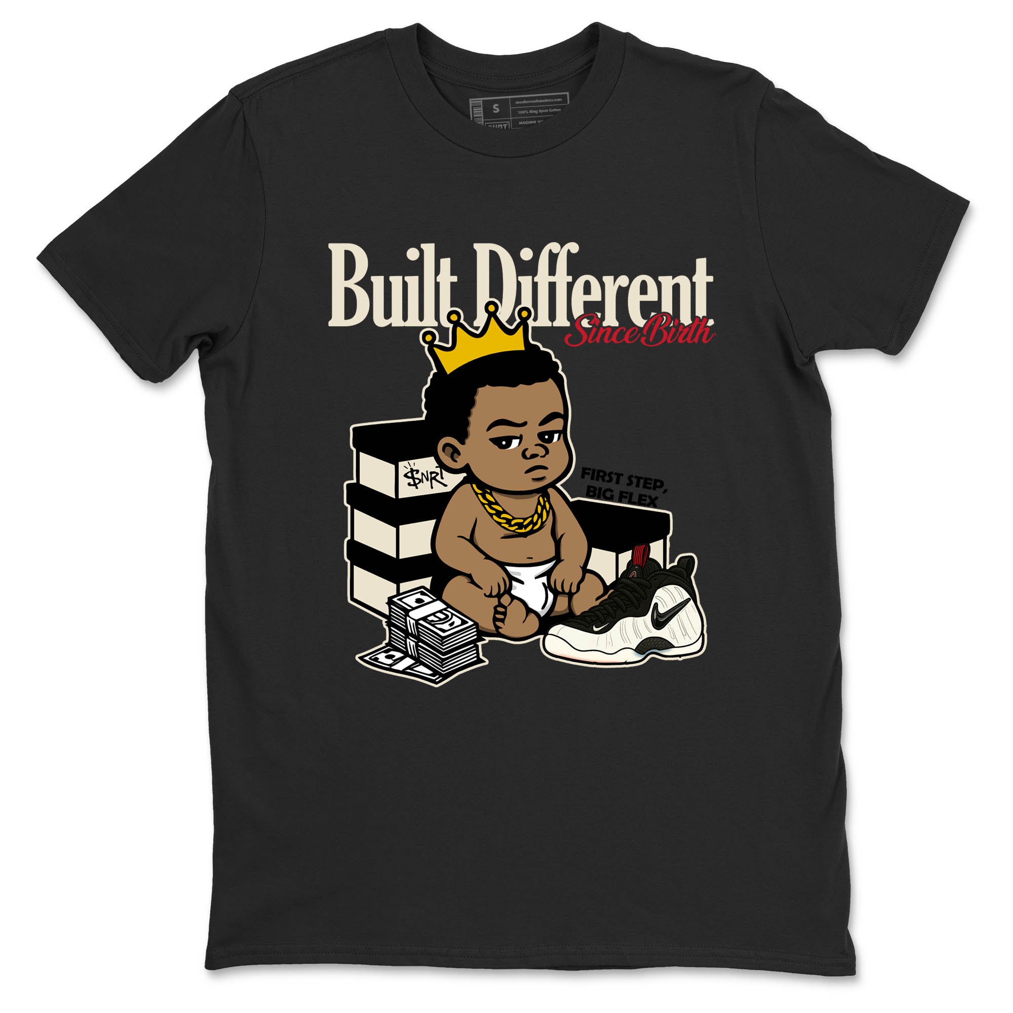 Sneaker Threads  Sneaker Tees To Match Air Foamposite One Pearl  Built Different Since Birth Graphic Tee Black 2. Perfect for Jordan releases 2025 colorways.