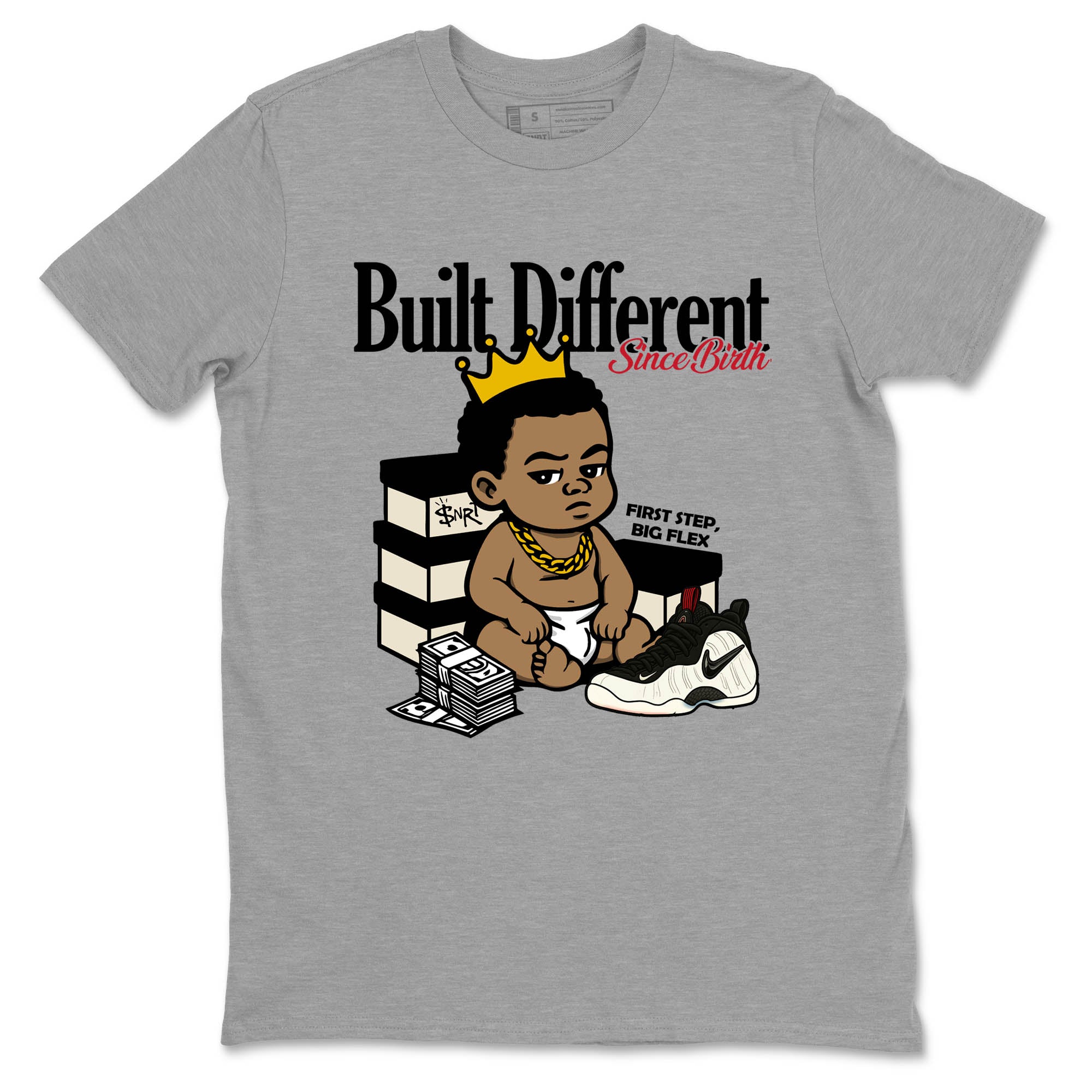 Sneaker Threads  Sneaker Tees To Match Air Foamposite One Pearl  Built Different Since Birth Graphic Tee Heather Grey 2. Perfect for Jordan releases 2025 colorways.