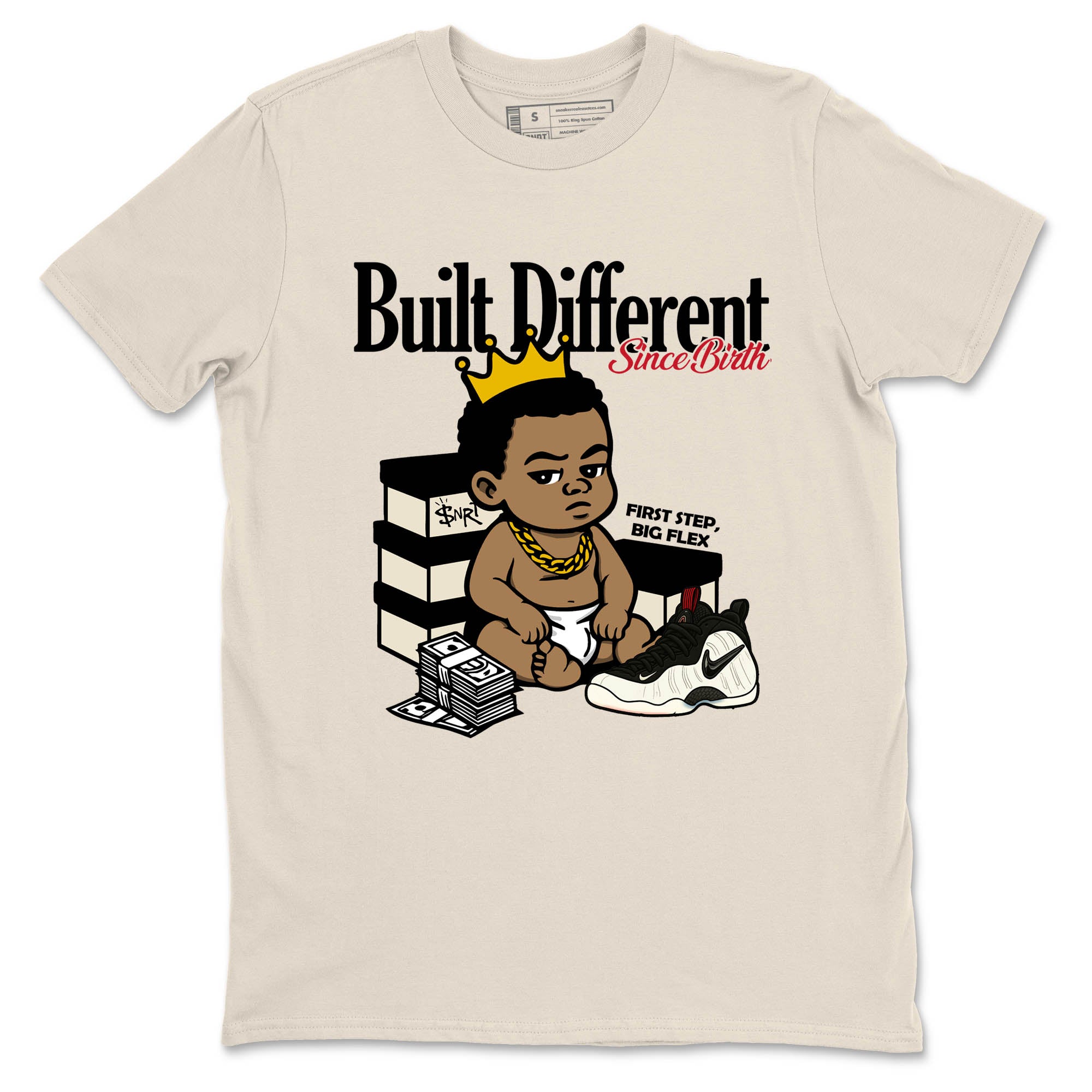 Sneaker Threads  Sneaker Tees To Match Air Foamposite One Pearl  Built Different Since Birth Graphic Tee Natural 2. Perfect for Jordan releases 2025 colorways.
