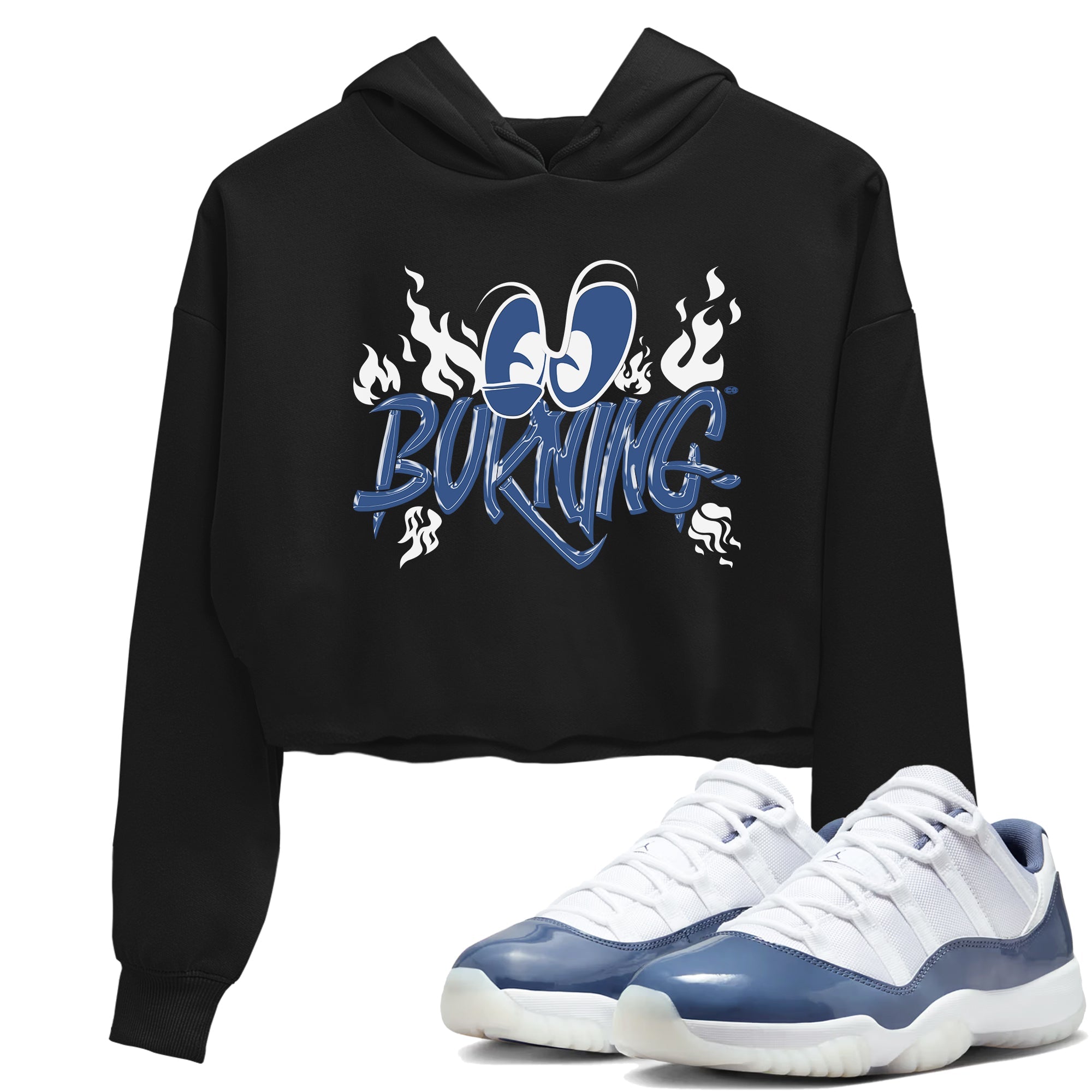 11s Diffused Blue shirts to match jordans Burning sneaker match tees Air Jordan 11 Diffused Blue Drip Gear Zone unisex cotton Black 1 Crop Shirts