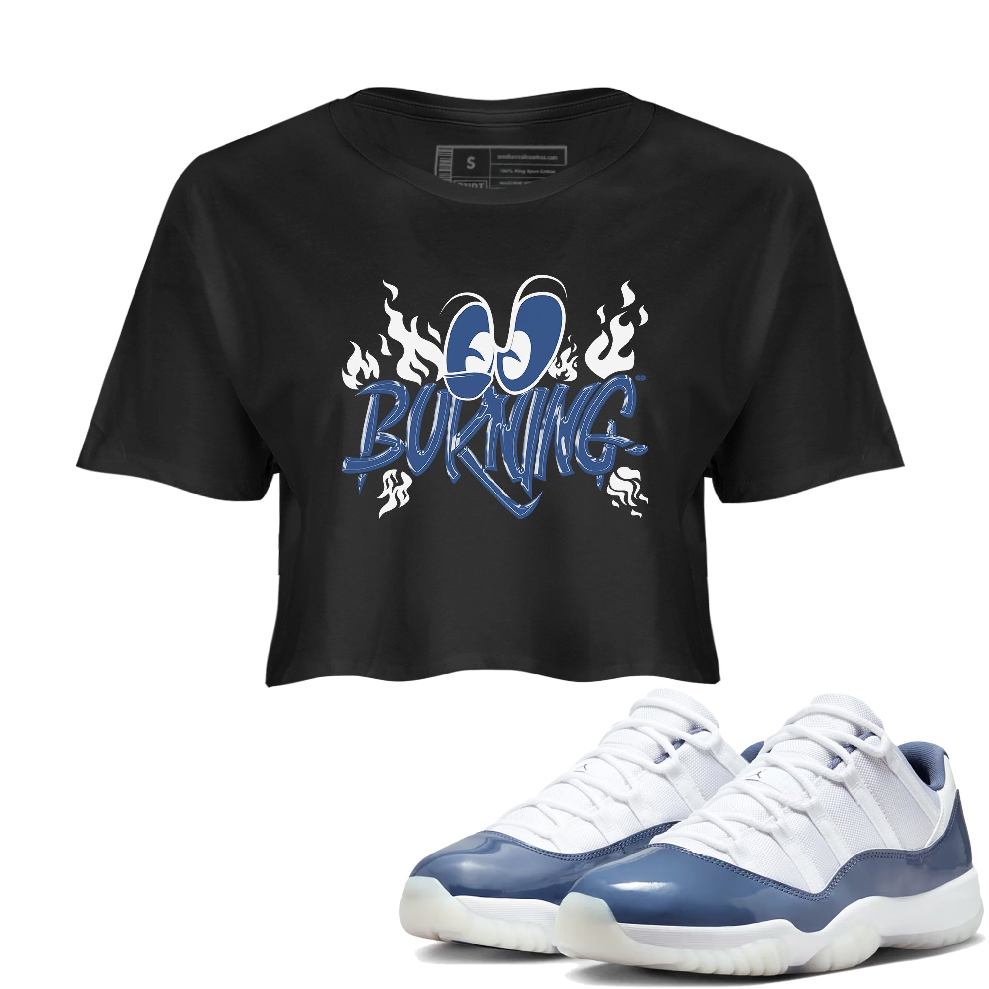 11s Diffused Blue shirts to match jordans Burning sneaker match tees Air Jordan 11 Diffused Blue Drip Gear Zone unisex cotton Black 1 Crop Shirts