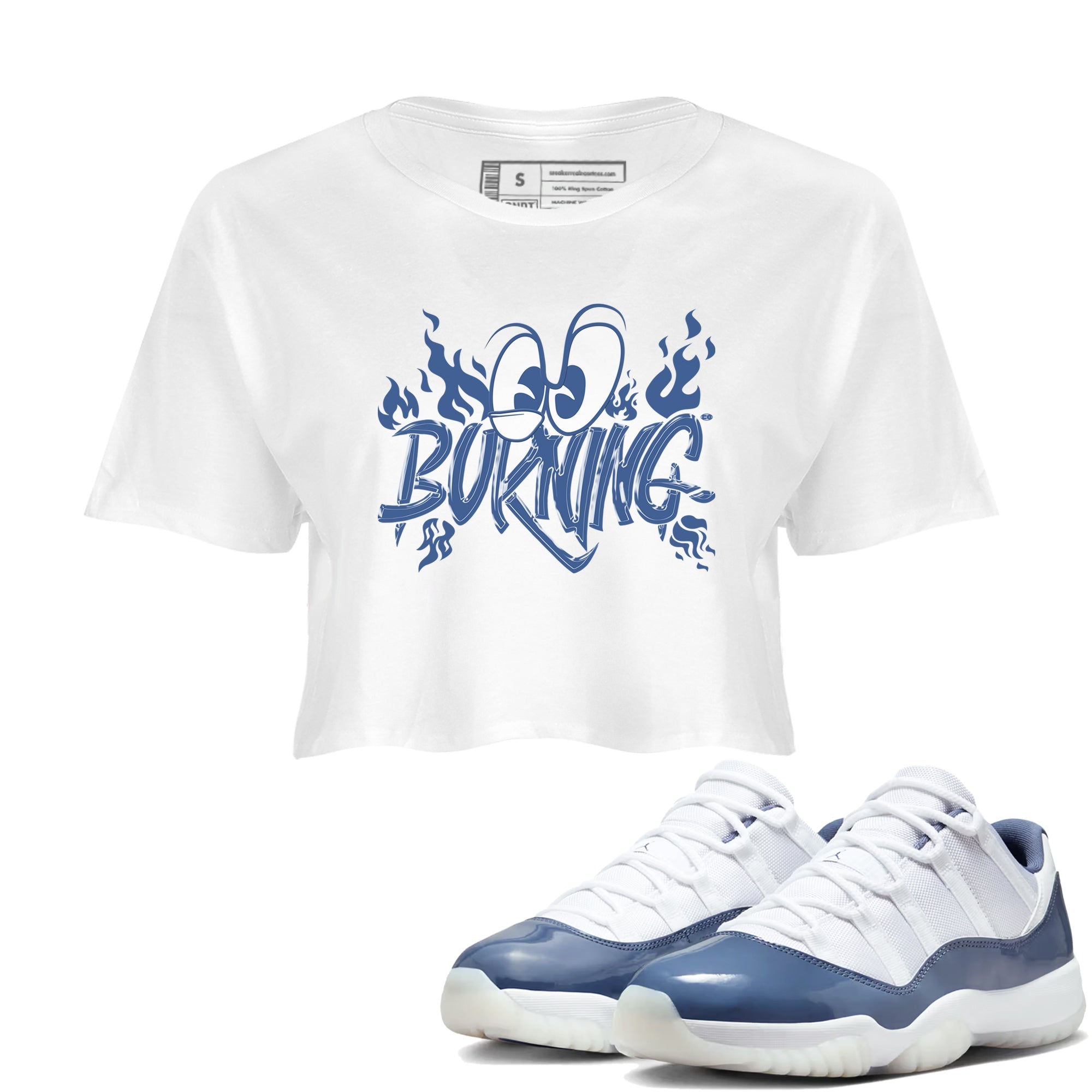 11s Diffused Blue shirts to match jordans Burning sneaker match tees Air Jordan 11 Diffused Blue Drip Gear Zone unisex cotton White 1 Crop Shirts