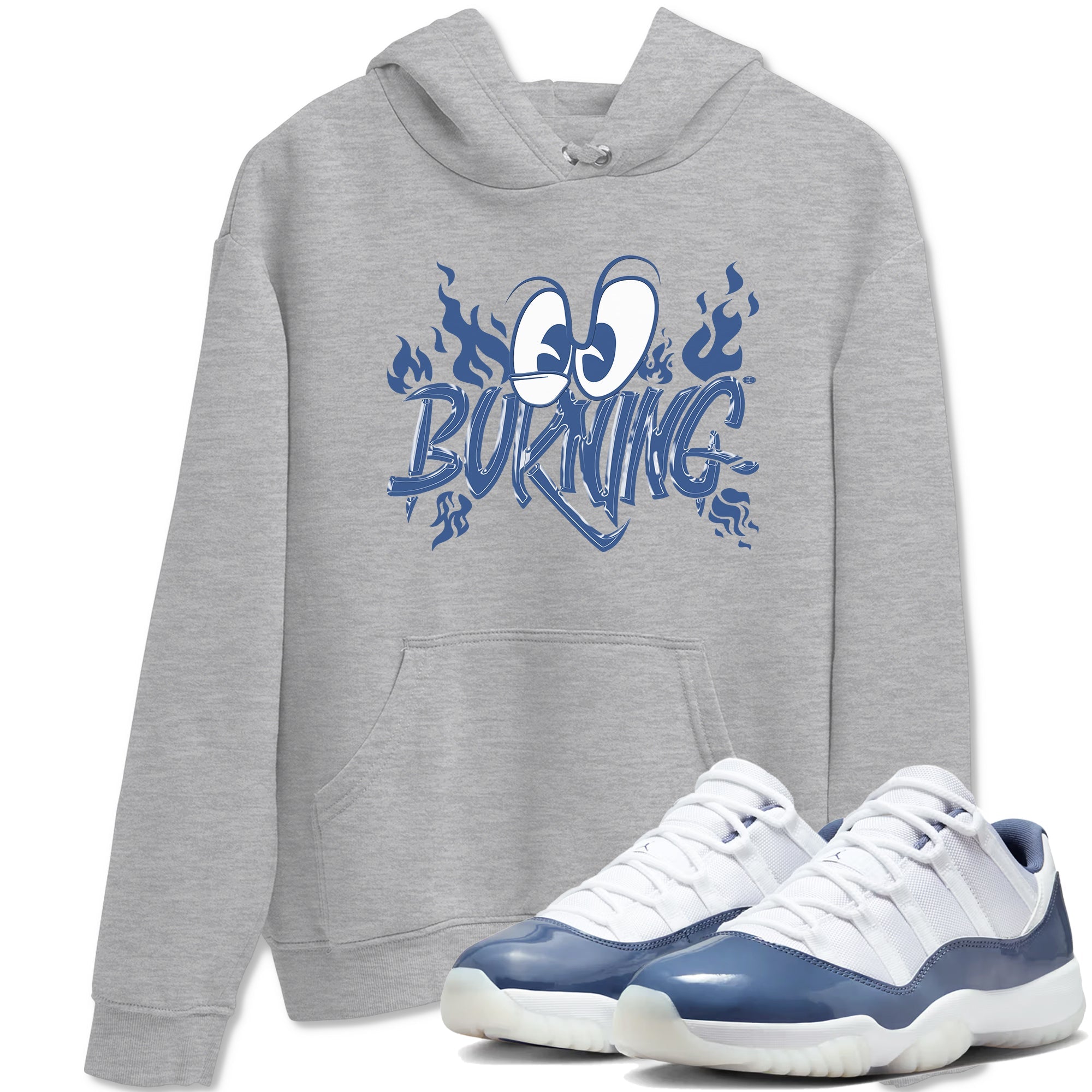 11s Diffused Blue shirts to match jordans Burning sneaker match tees Air Jordan 11 Diffused Blue Drip Gear Zone unisex cotton Heather Grey 1 crew neck shirts