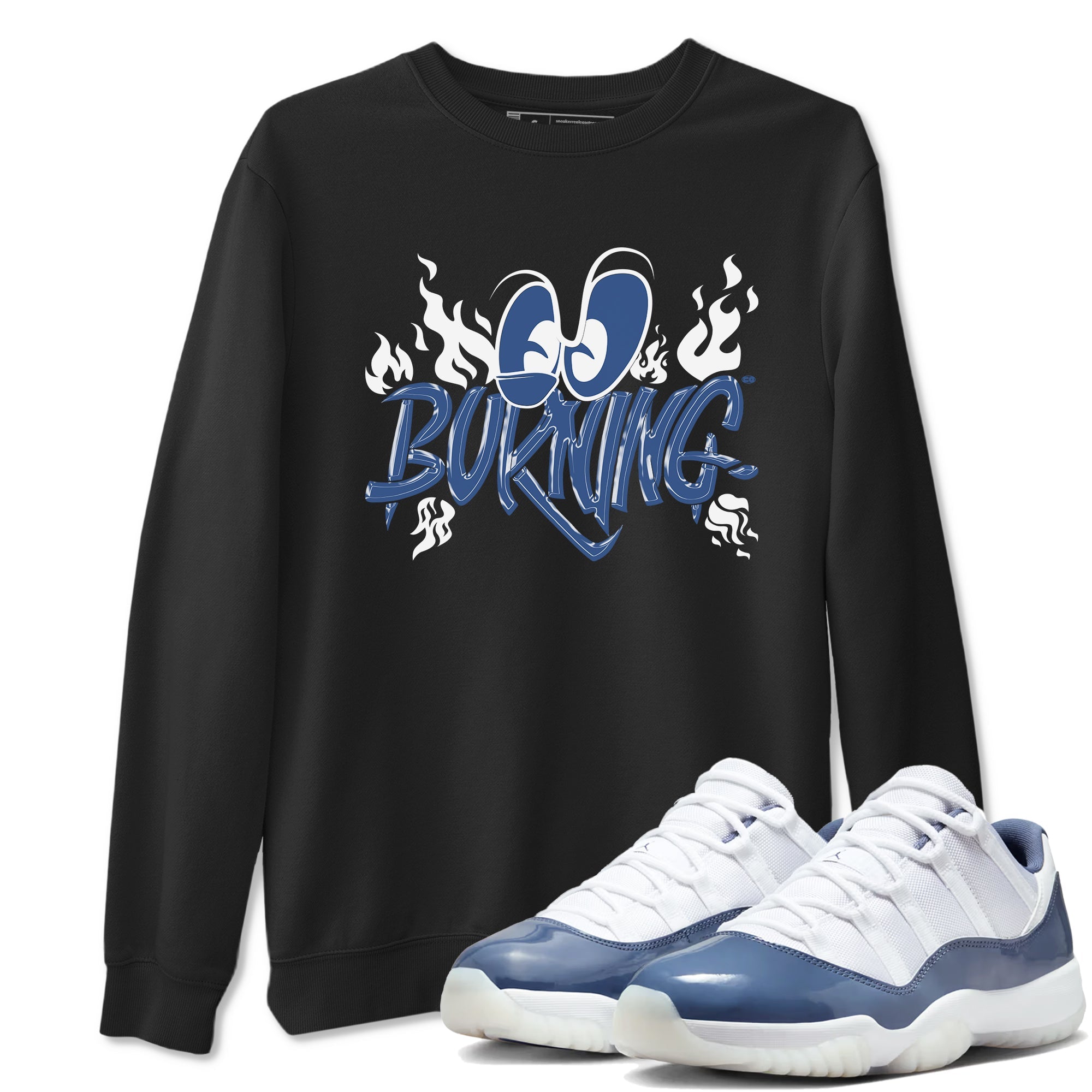 11s Diffused Blue shirts to match jordans Burning sneaker match tees Air Jordan 11 Diffused Blue Drip Gear Zone unisex cotton Black 1 crew neck shirts