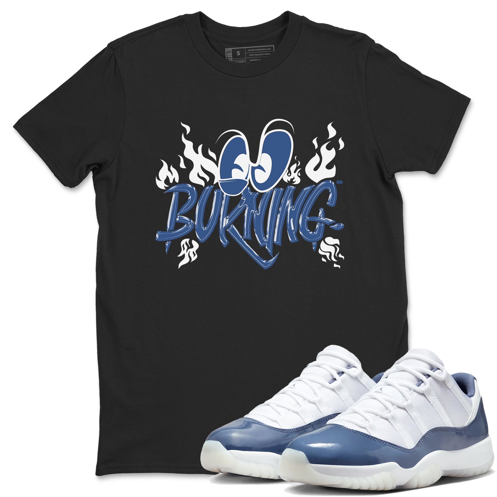 11s Diffused Blue shirts to match jordans Burning sneaker match tees Air Jordan 11 Diffused Blue Drip Gear Zone unisex cotton Black 1 crew neck shirts
